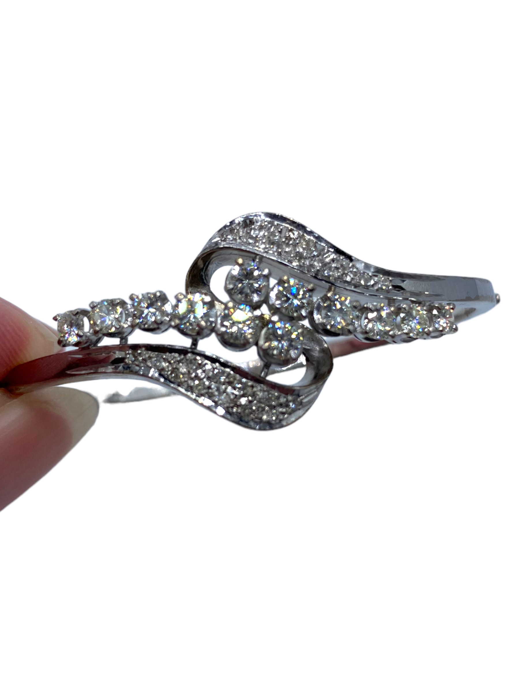 Silver Palladium Diamond Bangle Bracelet