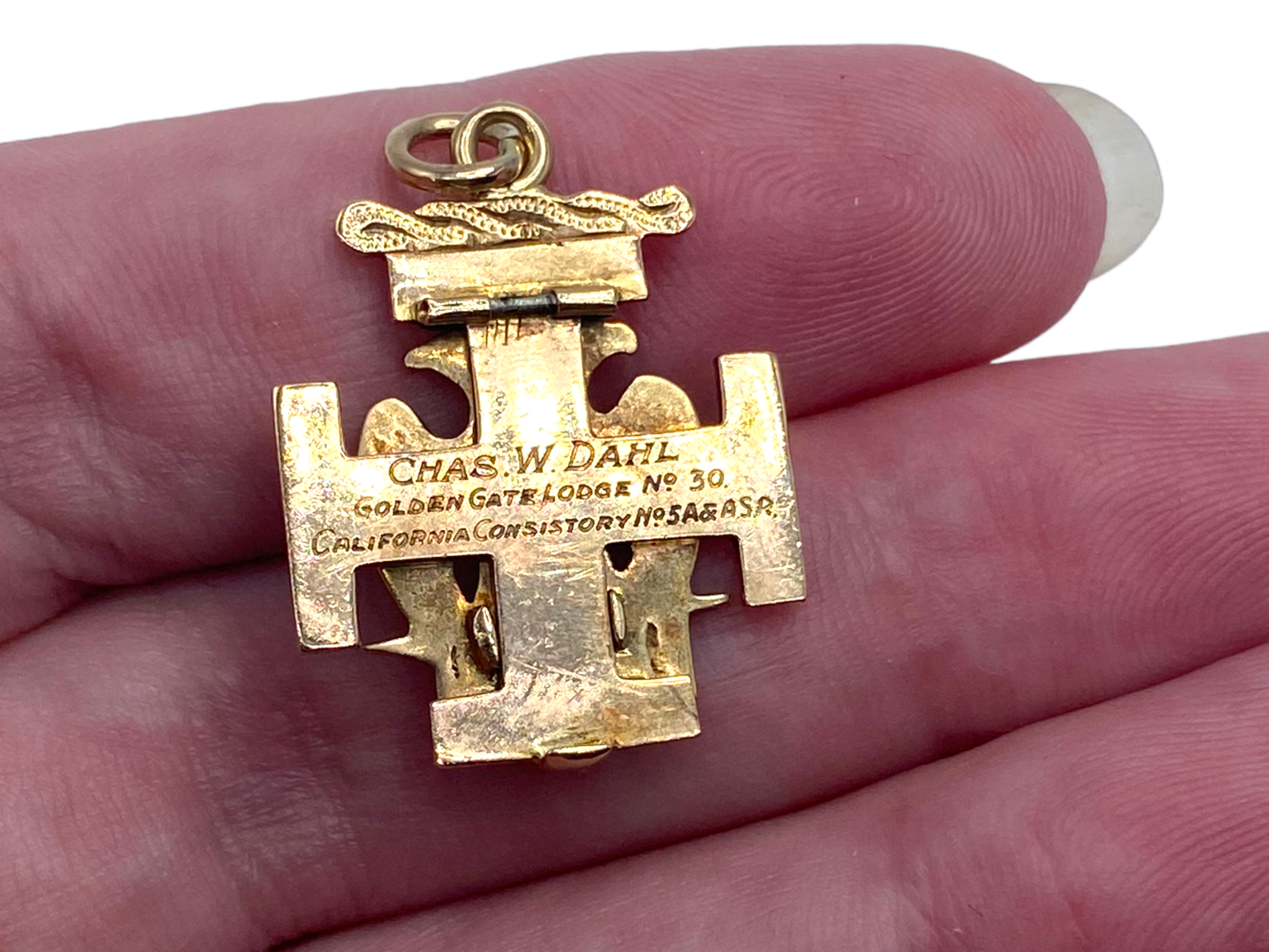 14k Masonic Enamel Eagle Charm