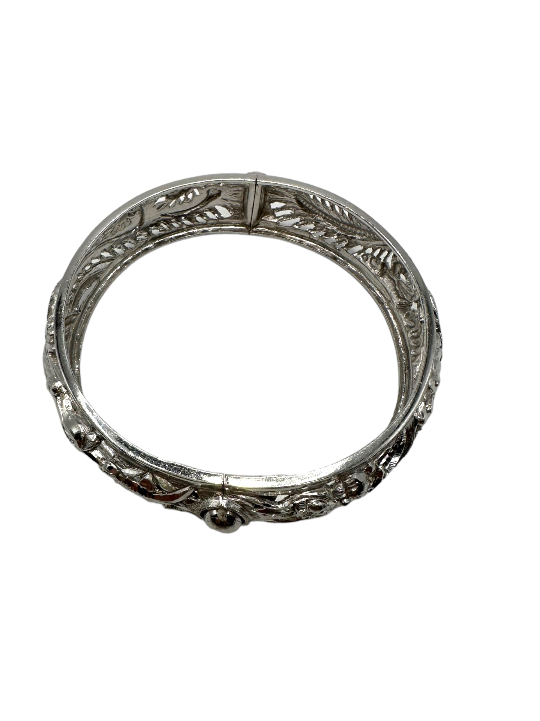 Platinum Dragon and Phoenix Bangle Bracelet