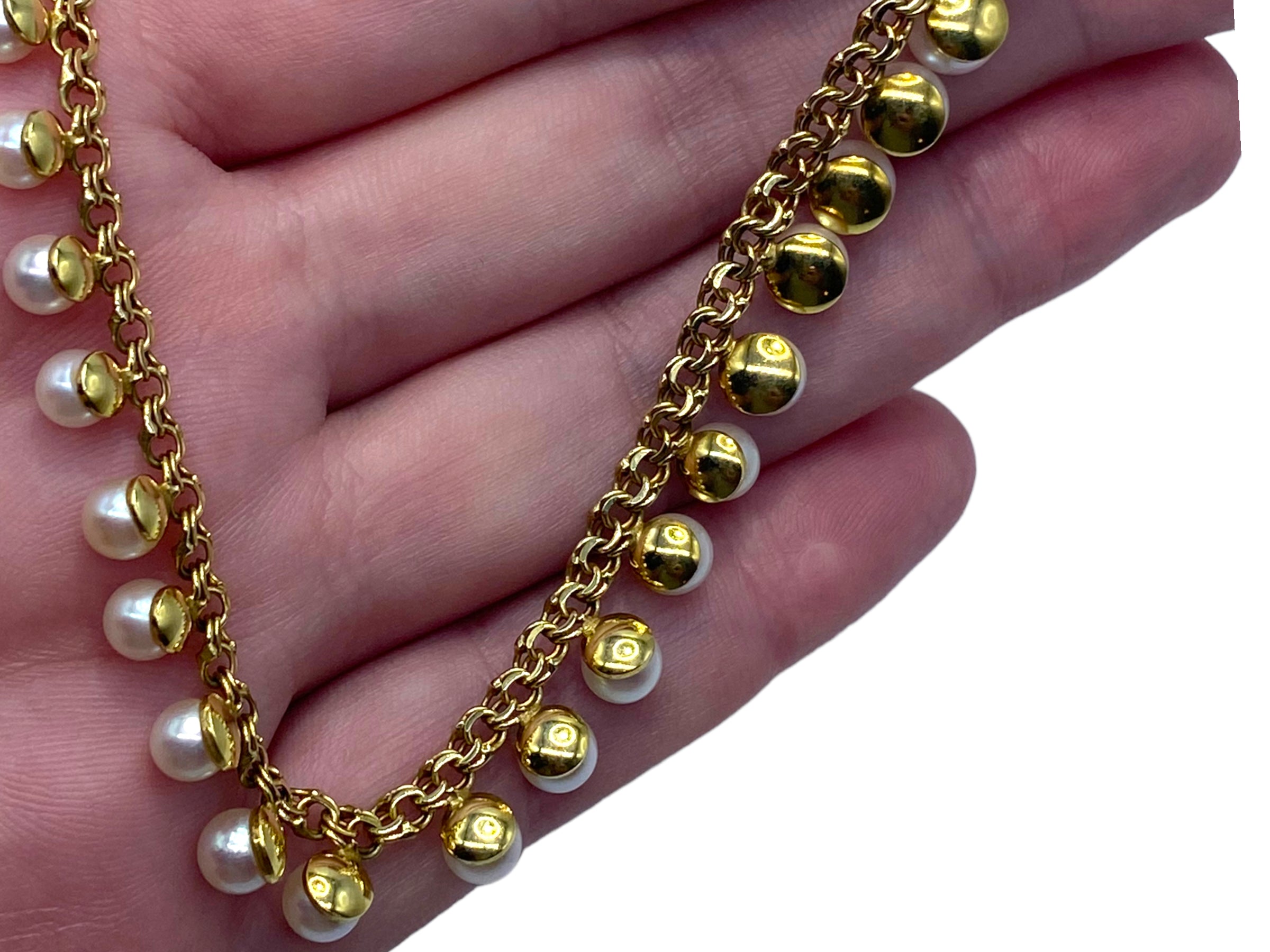 14k Green Gold Pearl Fringe Necklace