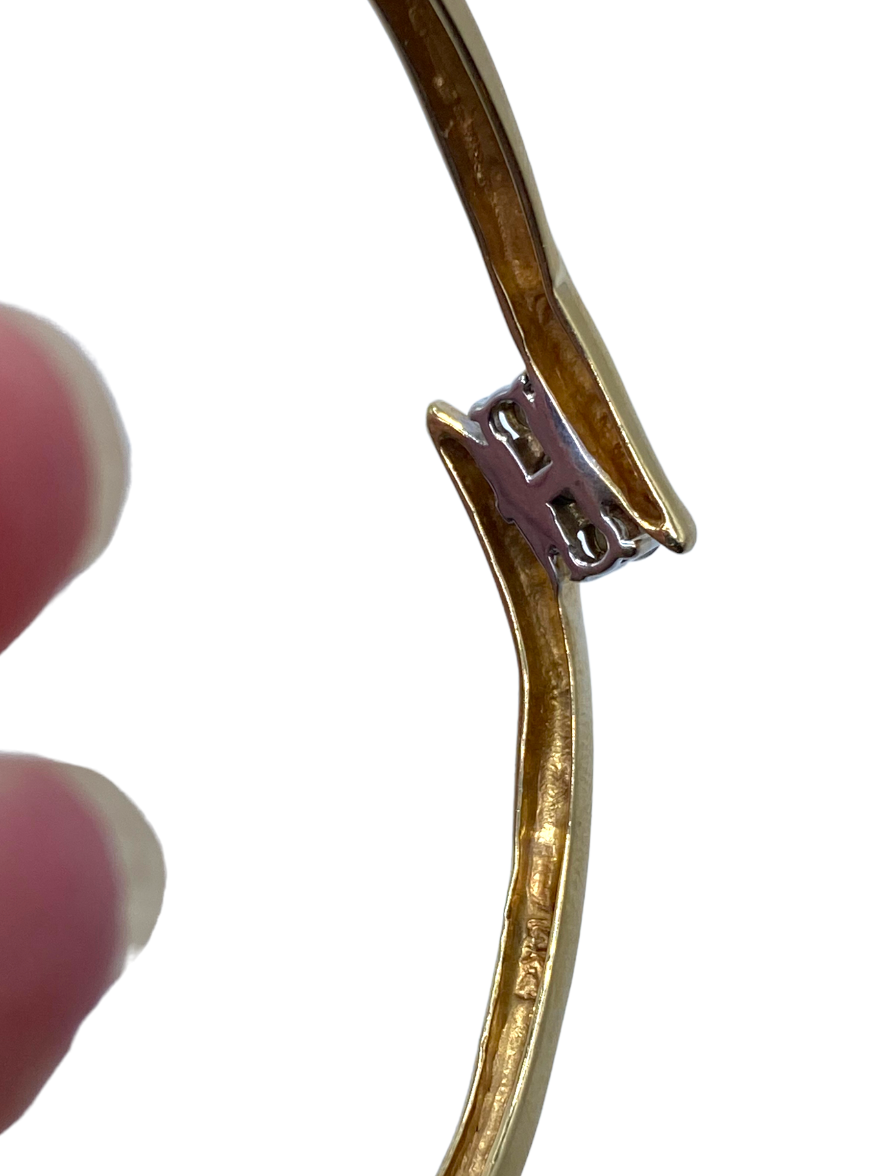 14k Diamond Crossover Bangle Bracelet