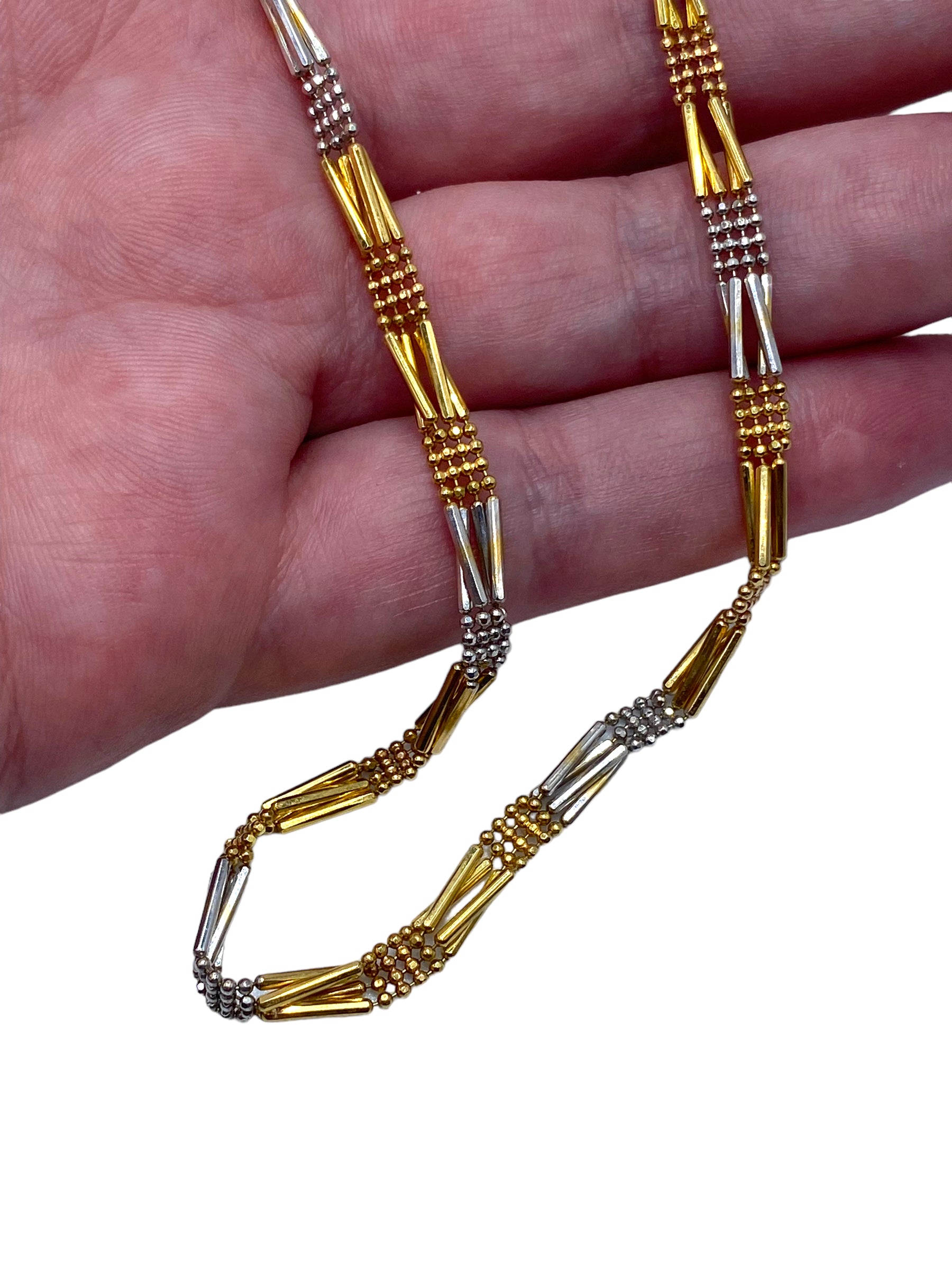 18k Dot and Dash Two-tone Necklace