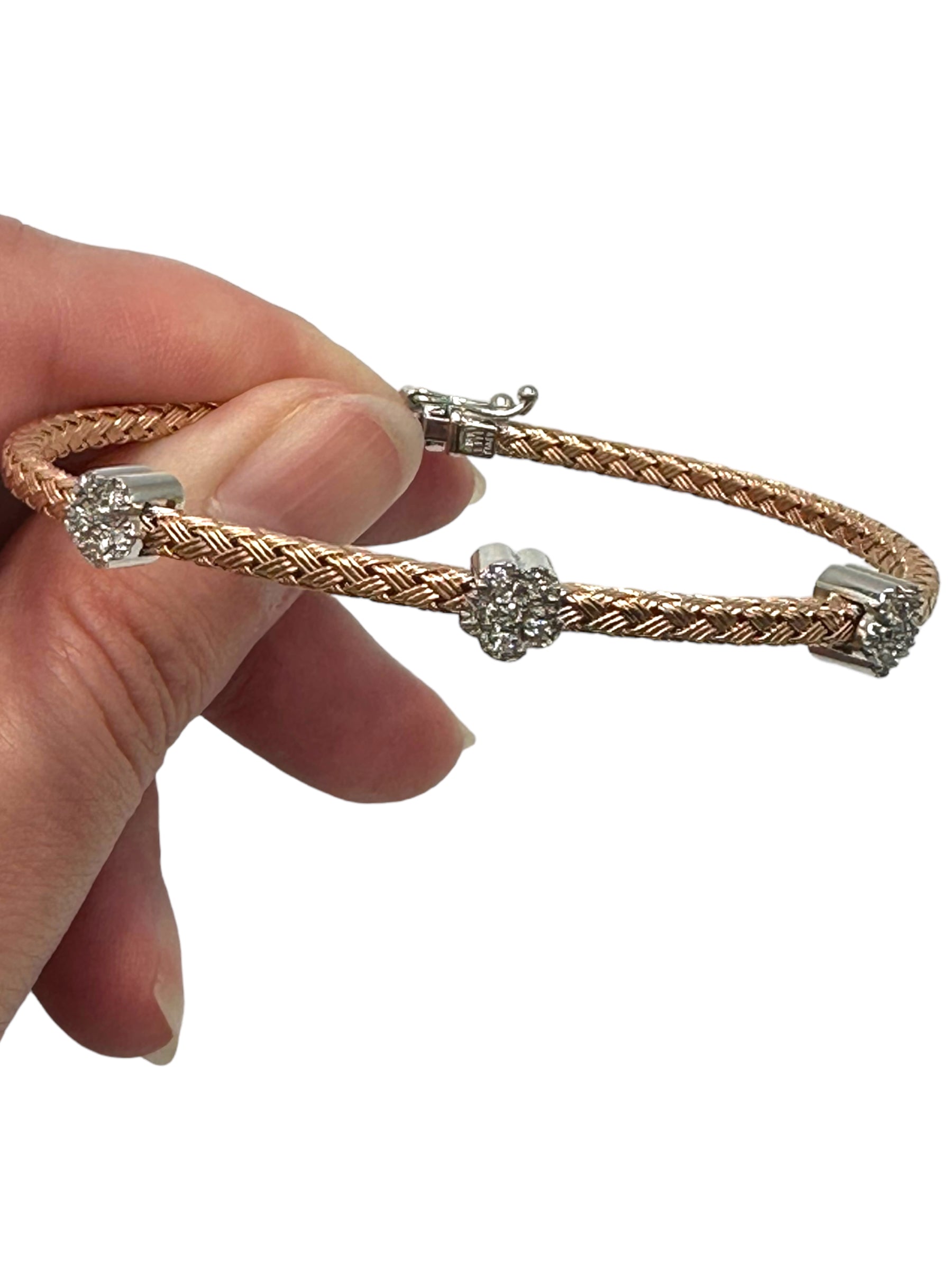 18k Rose Gold Diamond Flower Bracelet