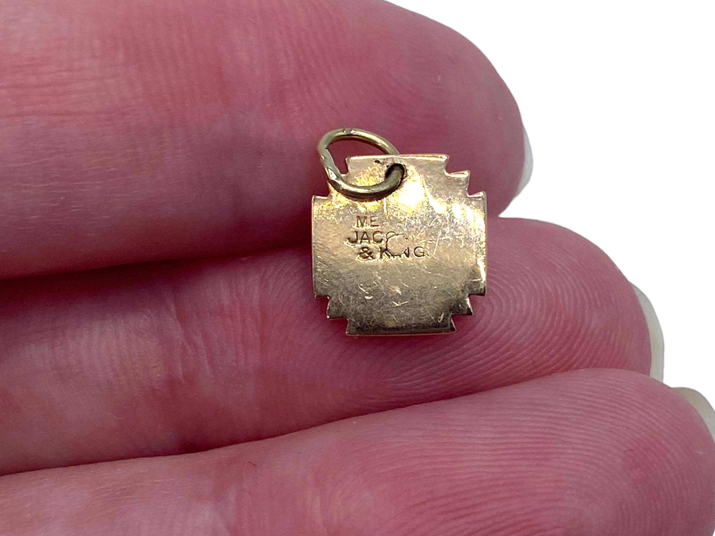 14k Diamond Greek Enamel Pendant
