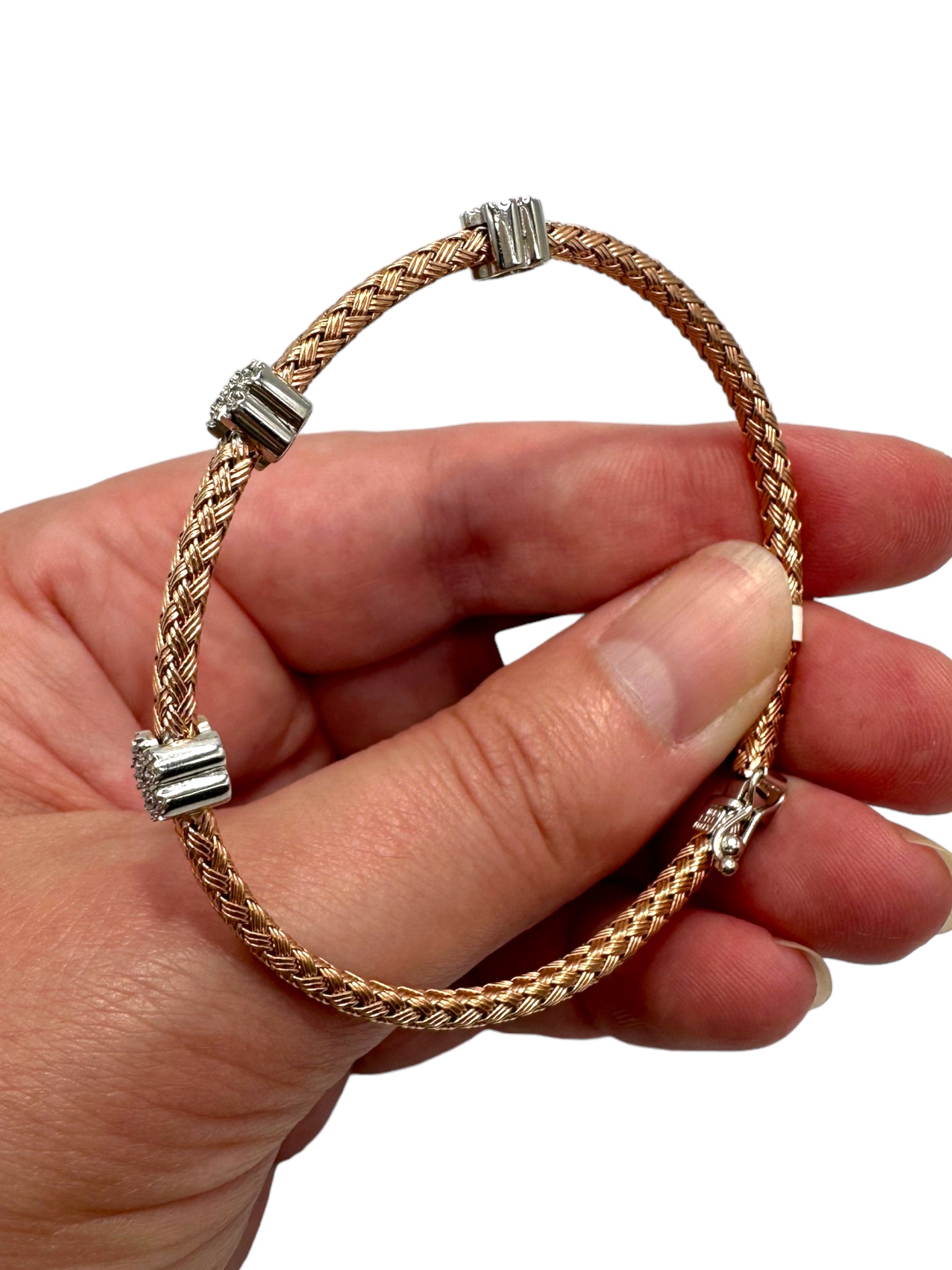 18k Rose Gold Diamond Flower Bracelet