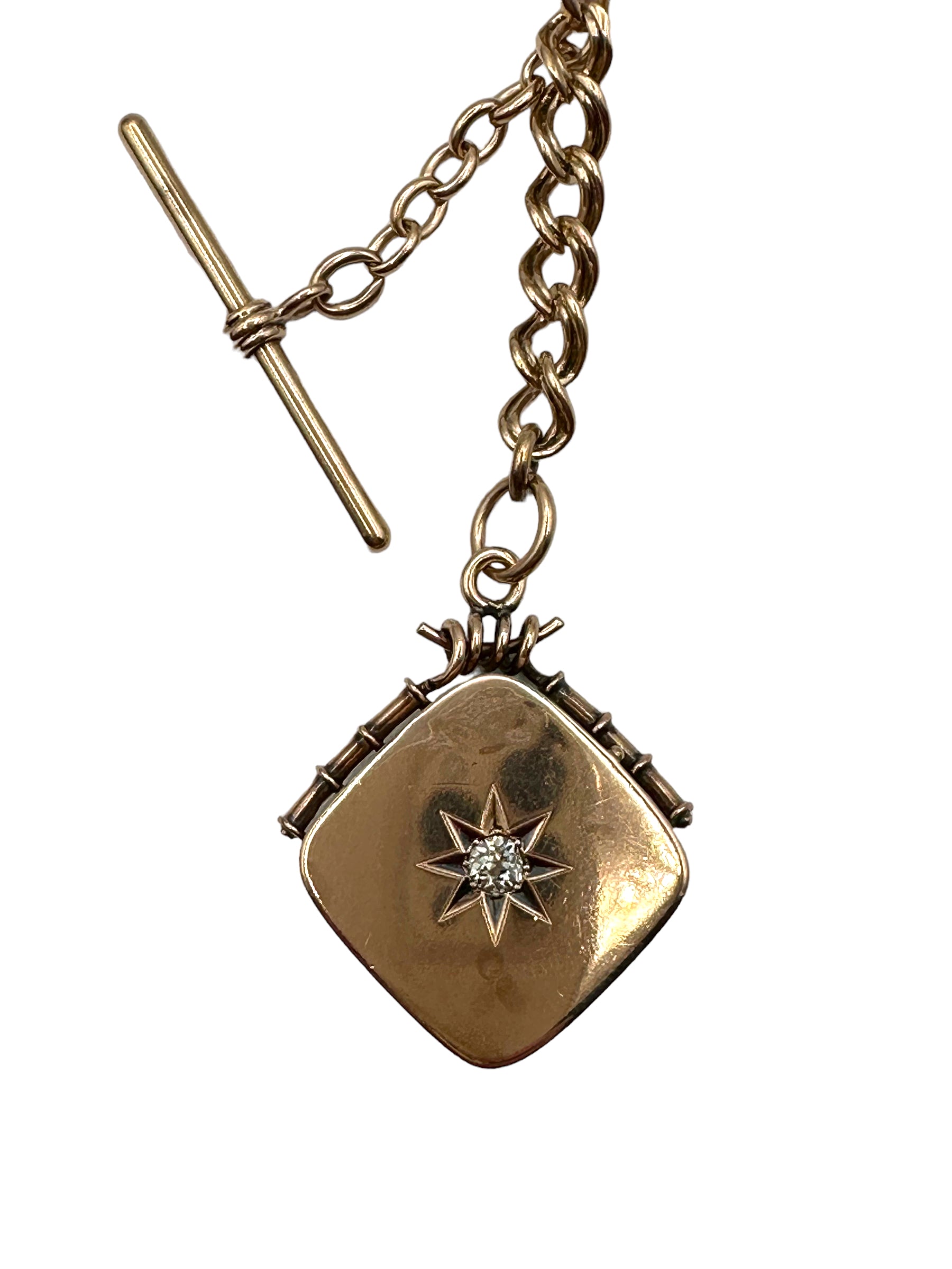 10k Watch Chain Diamond Fob Locket