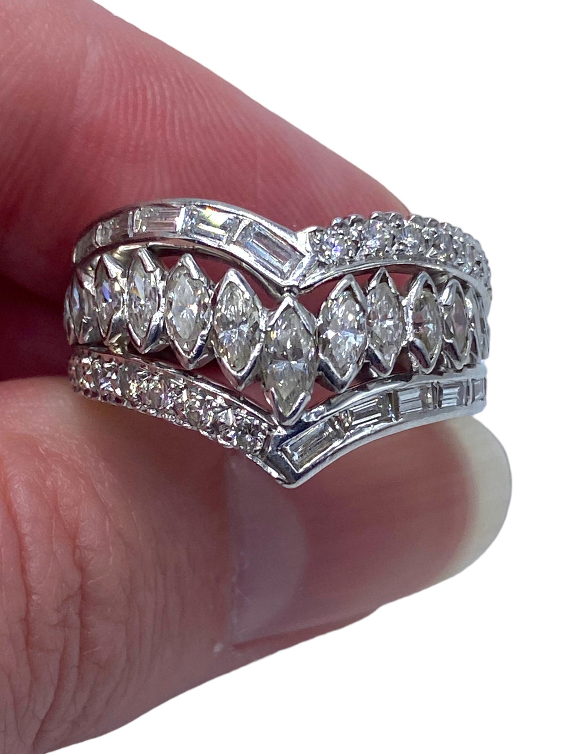 14k Diamond Chevron Ring