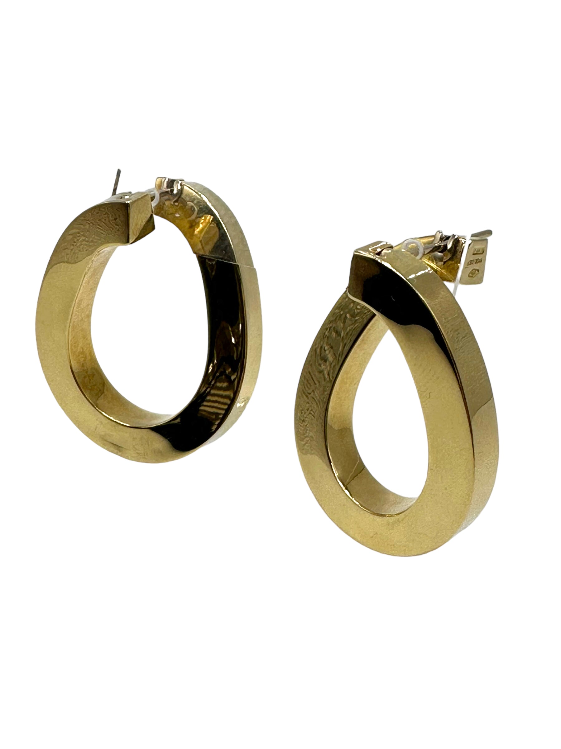 18k Large Chunky Offset Hoop Earrings