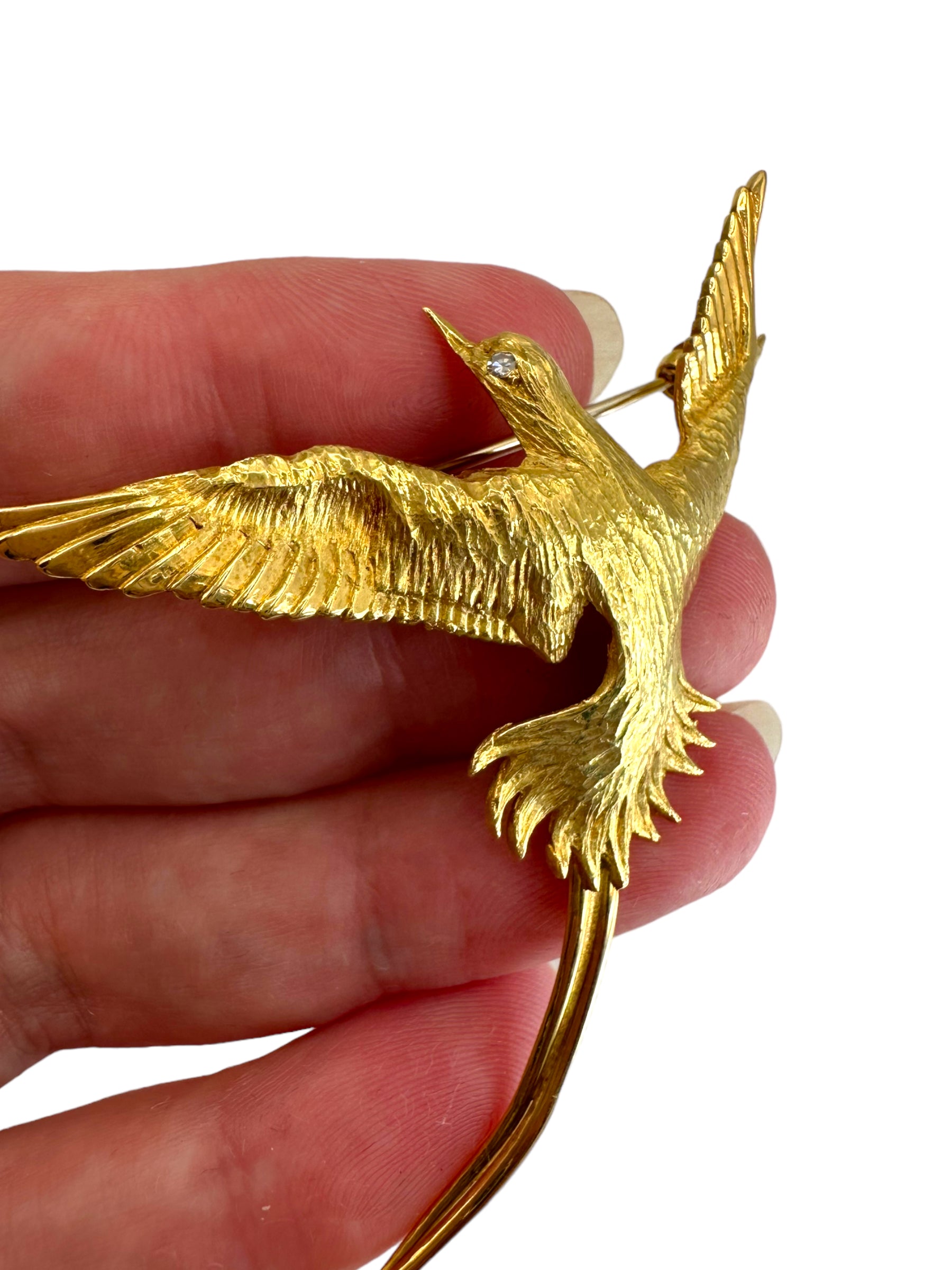 18k Diamond Bird Brooch