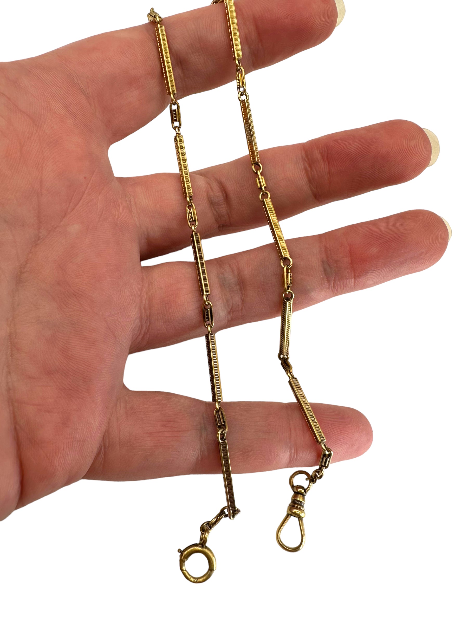 14k Bar Link Watch Chain