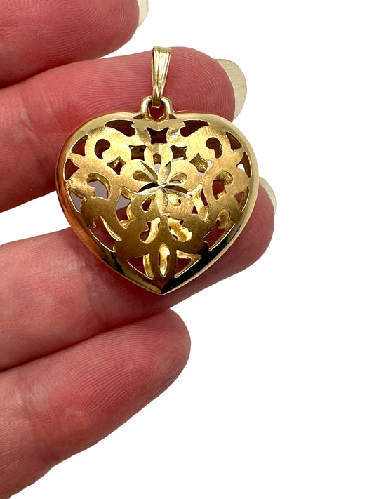 14k Pierced Puffy Heart Pendant