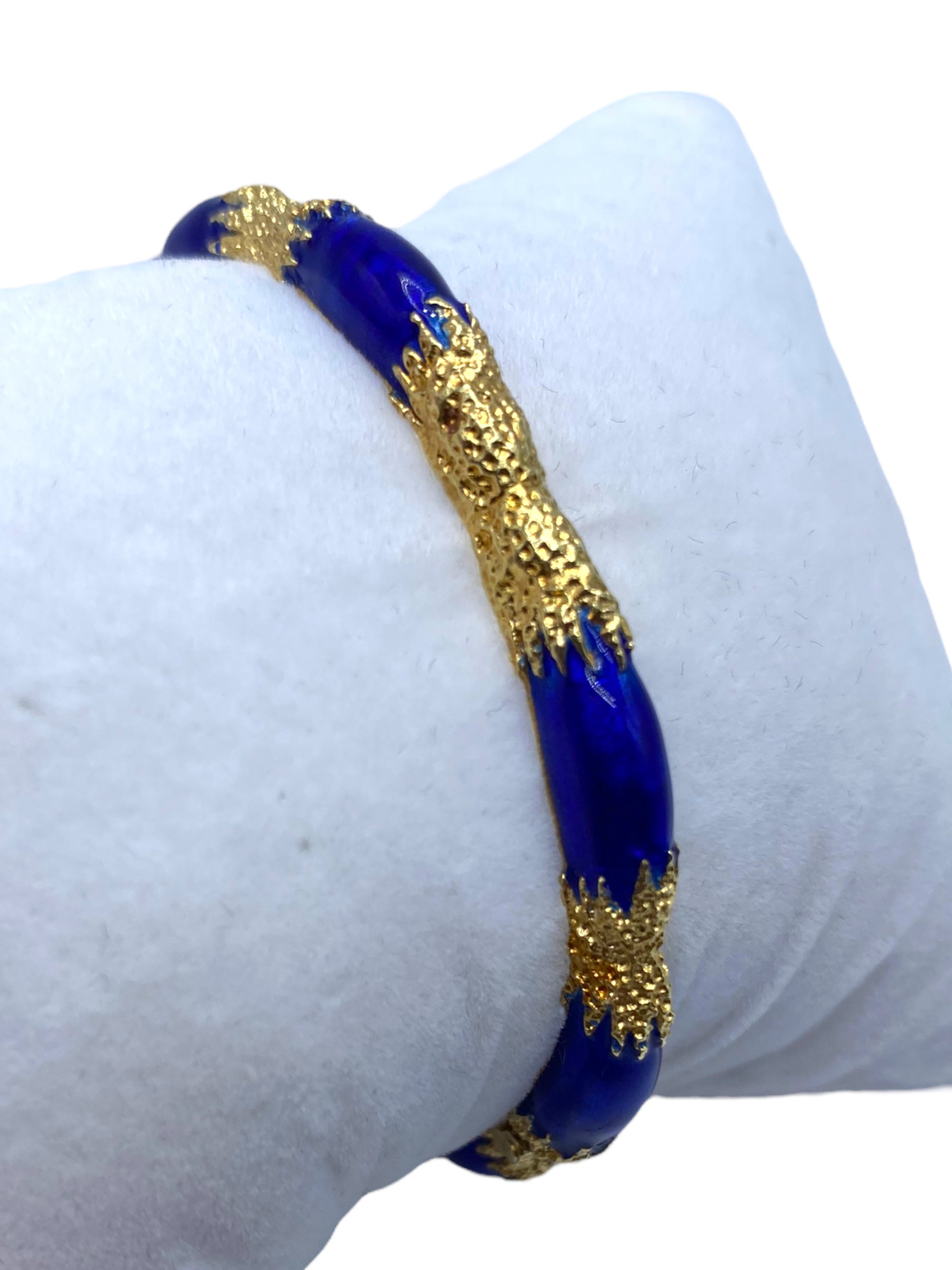 14k Blue Enamel Bangle Bracelet