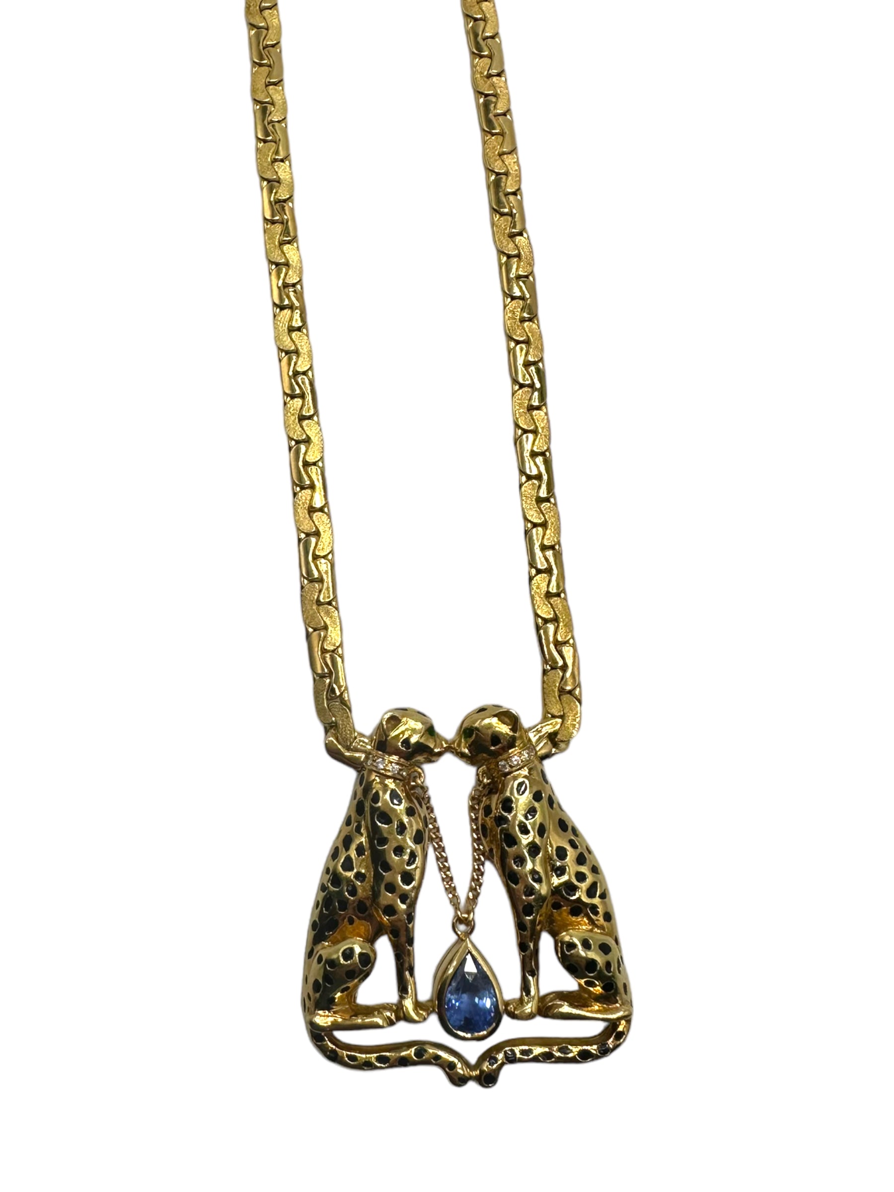 18k Dual Cheetahs Tanzanite Necklace
