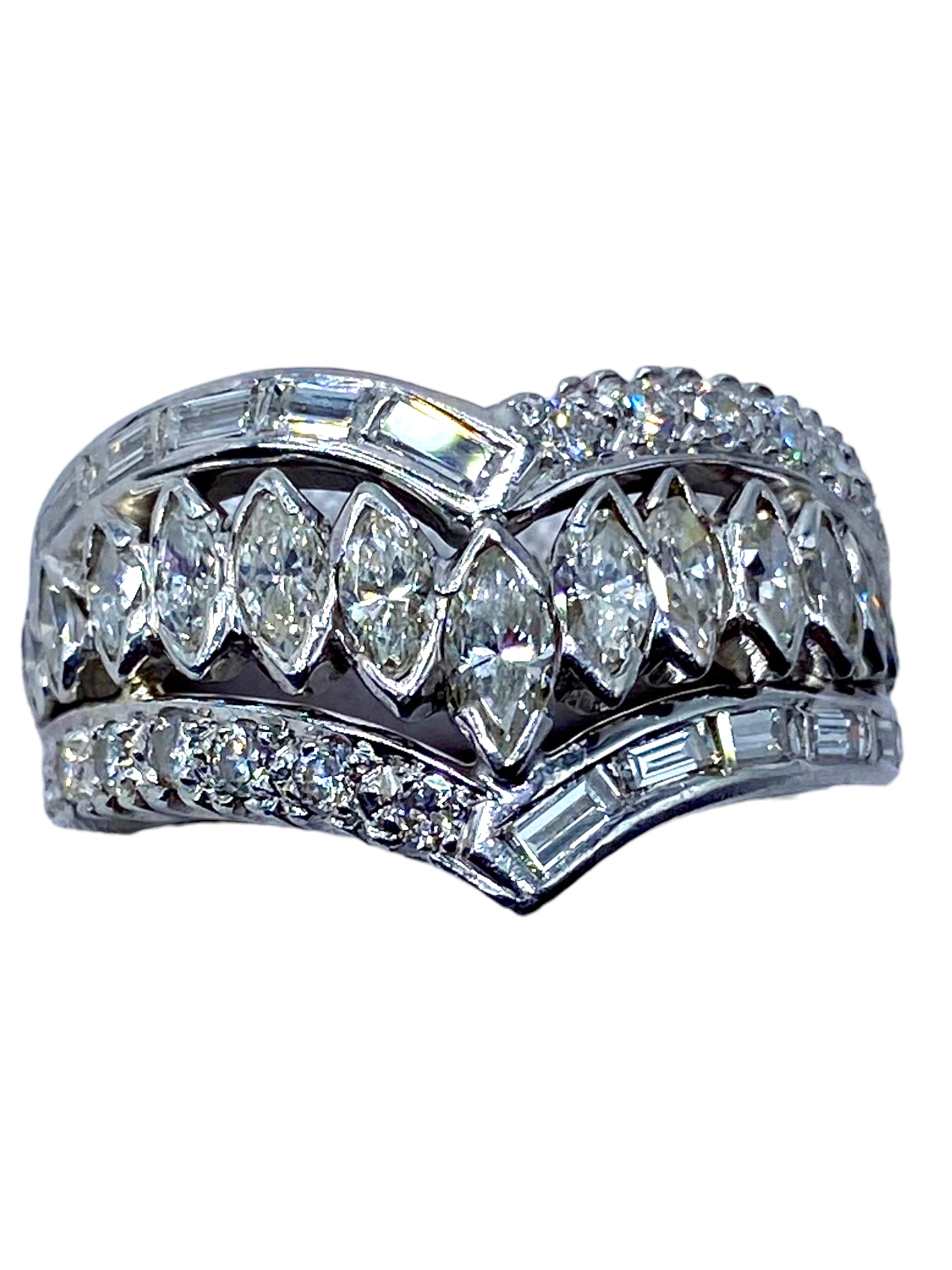 14k Diamond Chevron Ring