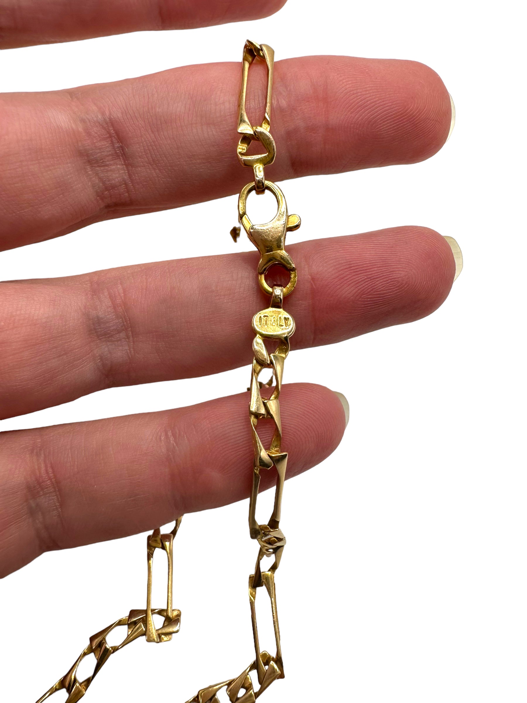 14k Squared Figaro Chain Necklace