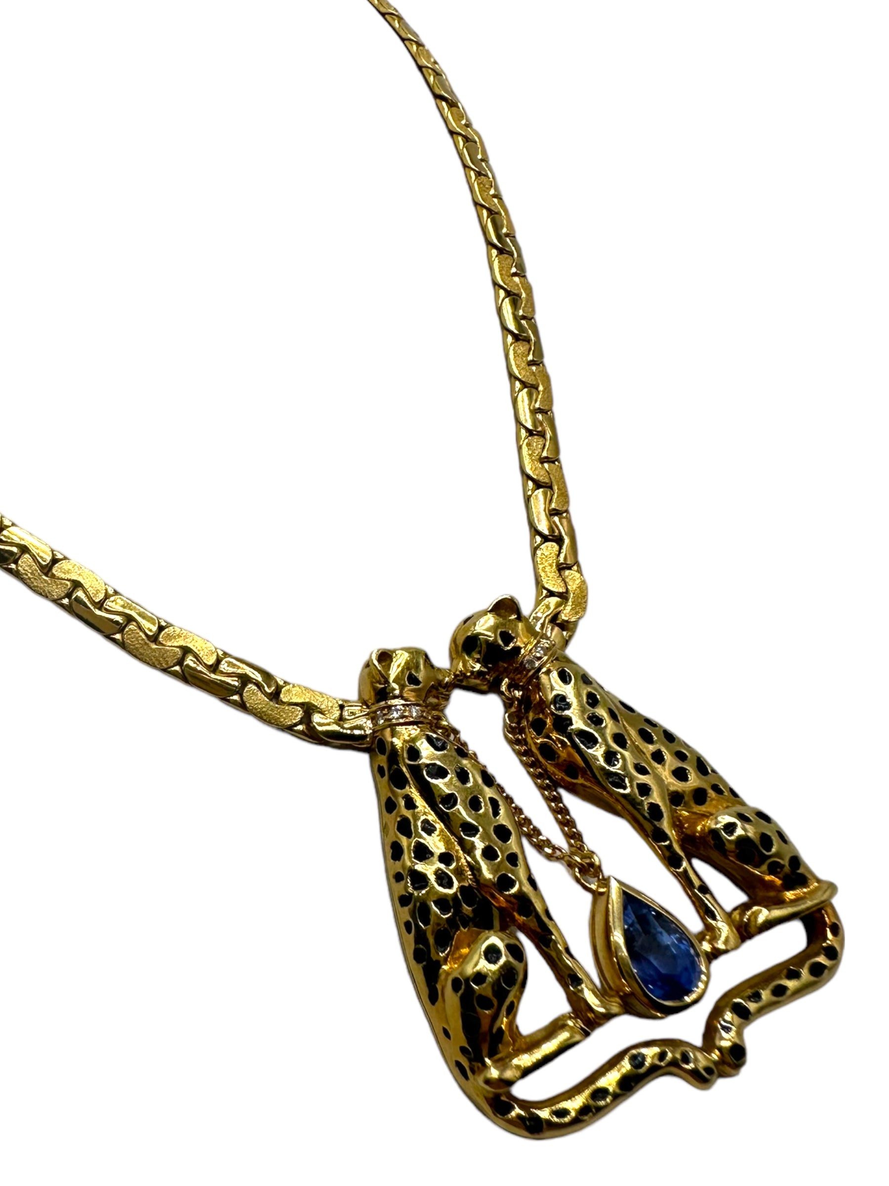 18k Dual Cheetahs Tanzanite Necklace