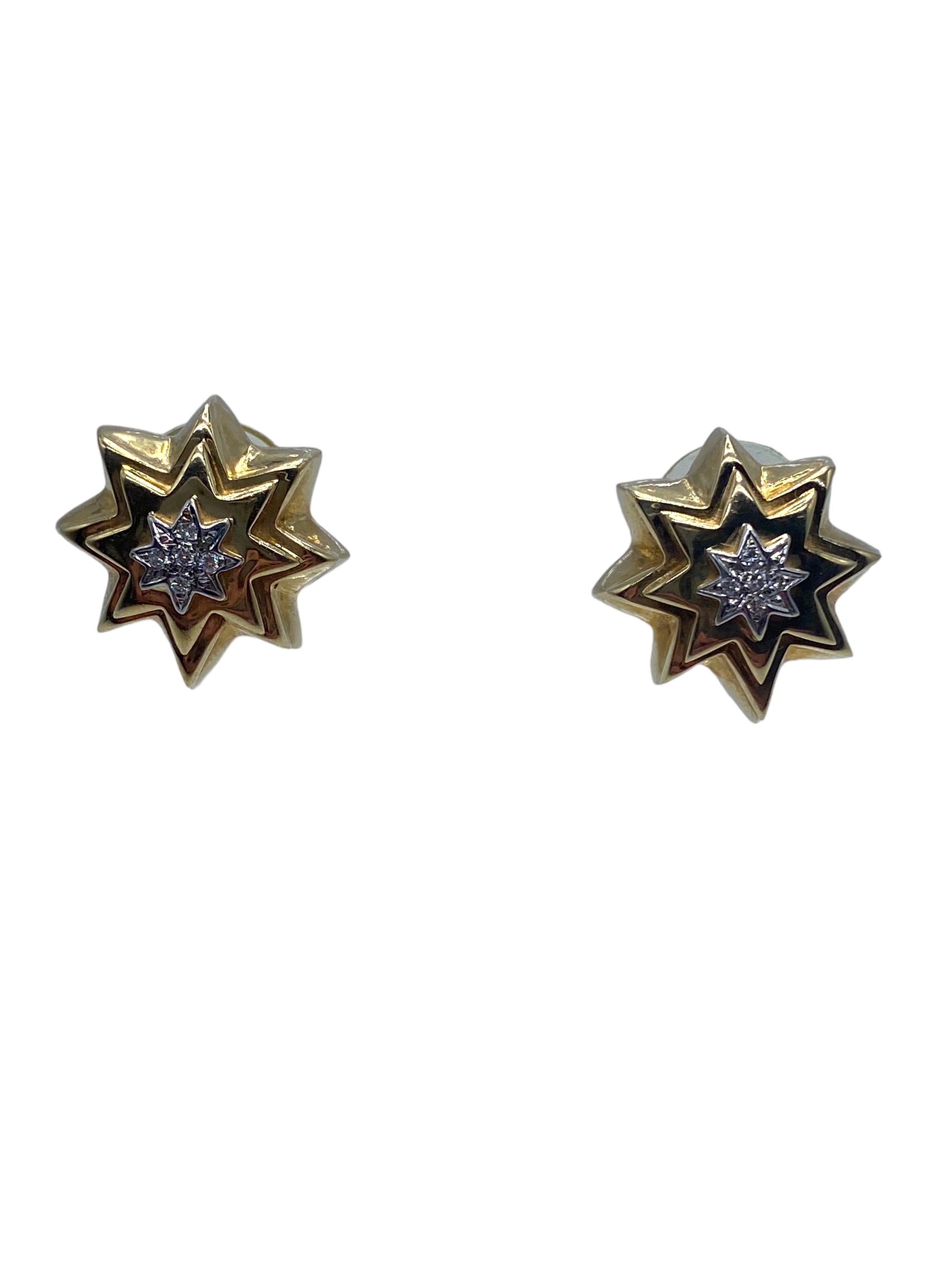 14k Star Diamond Earrings