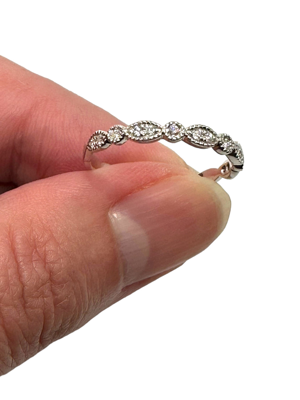 14k White Gold Diamond Fancy Stacker Ring