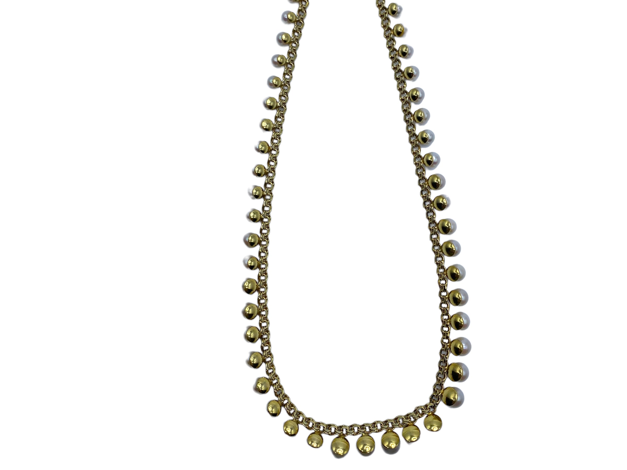 14k Green Gold Pearl Fringe Necklace