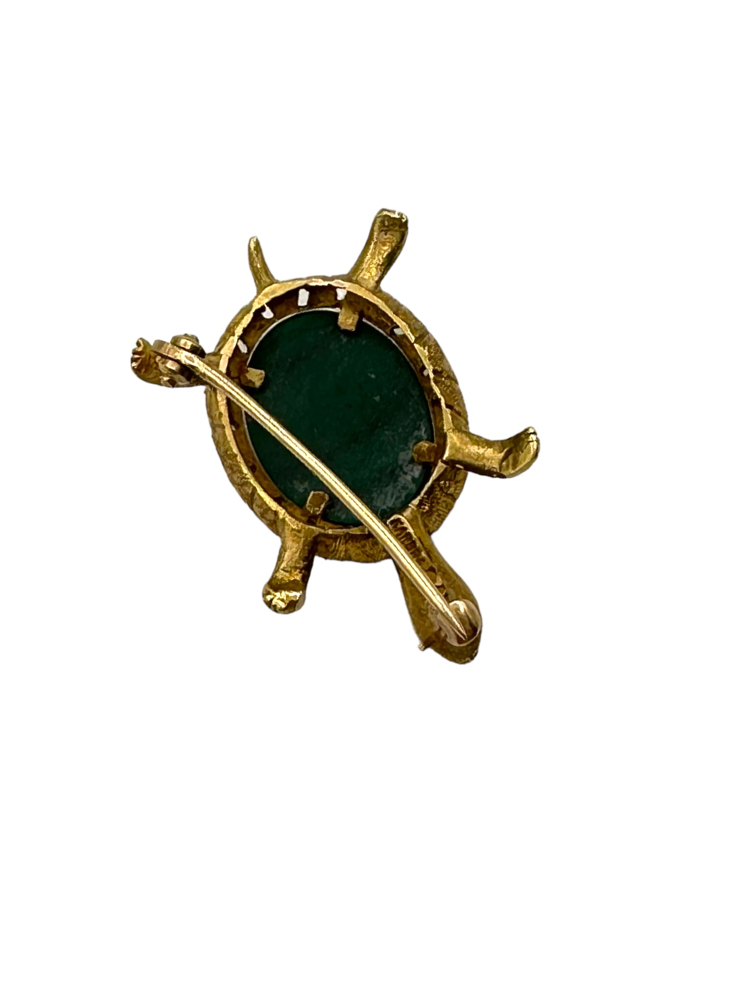 14k Malachite Turtle Pin