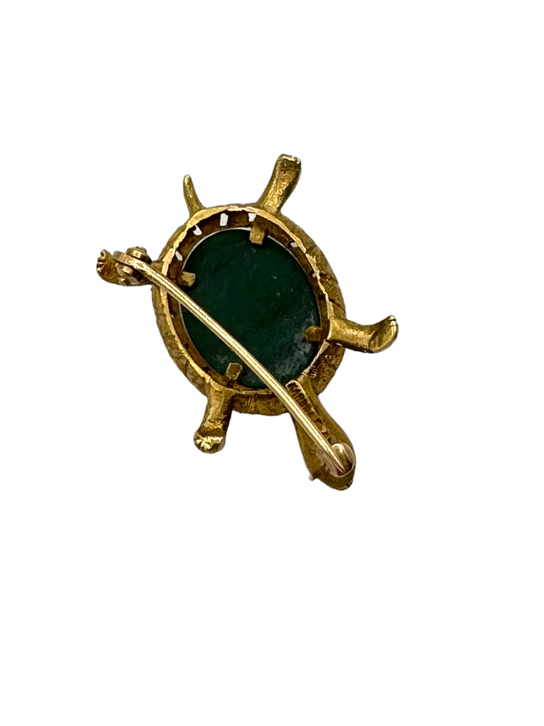 14k Malachite Turtle Pin