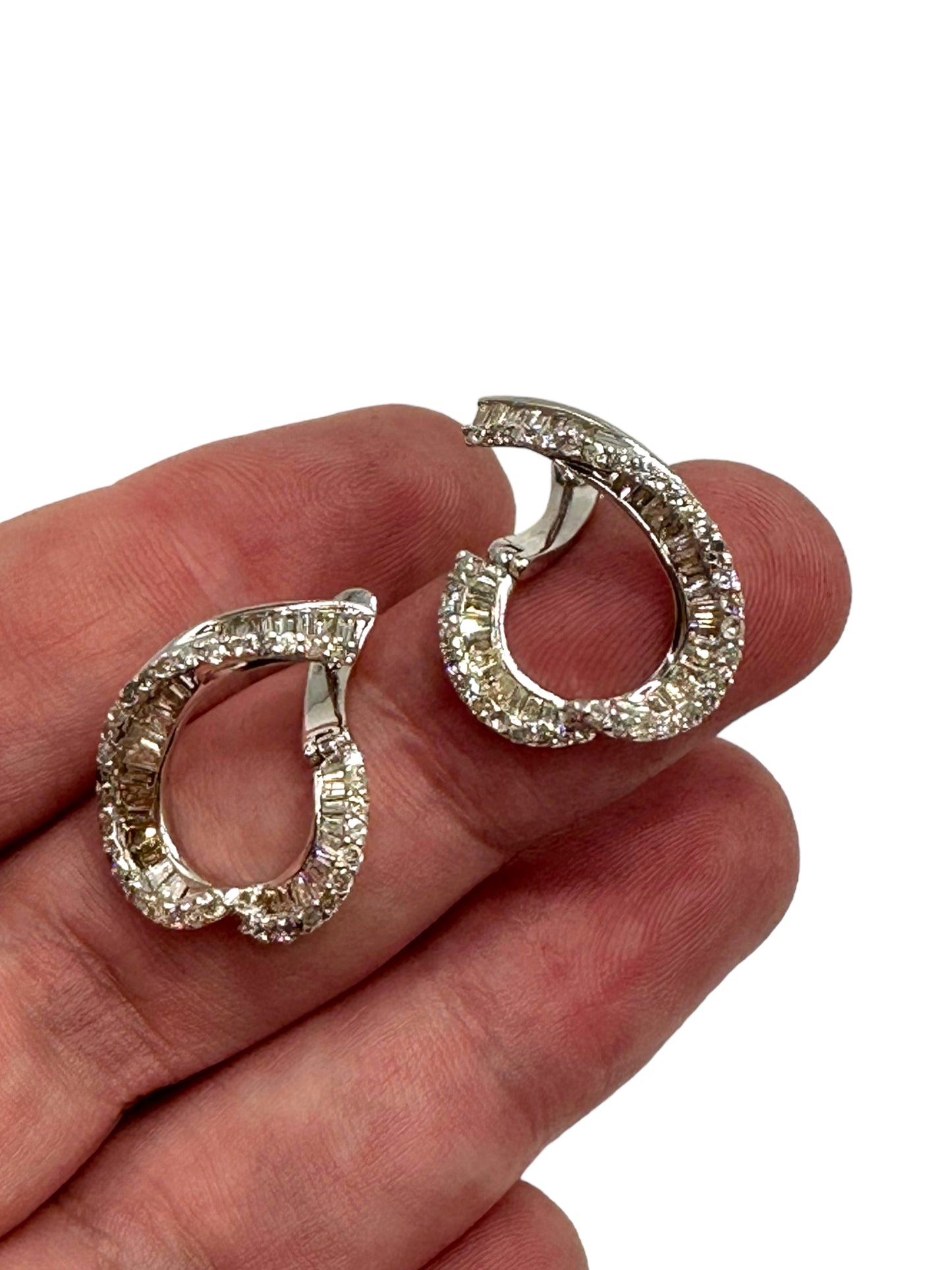 18k White Gold Diamond Offset Hoop Earrings