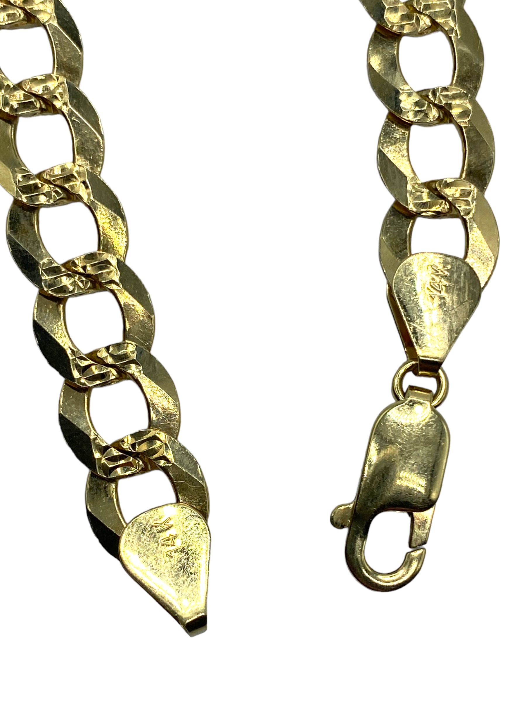 14k Flattened Curb Charm Bracelet