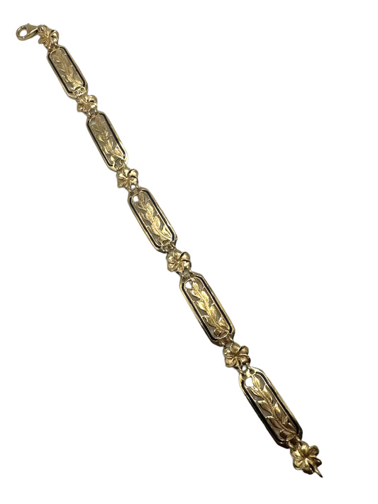 14k Plumeria Enamel Bracelet