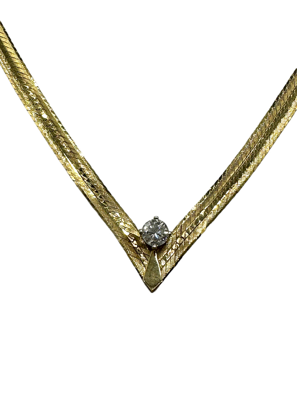 14k Chevron Diamond Necklace