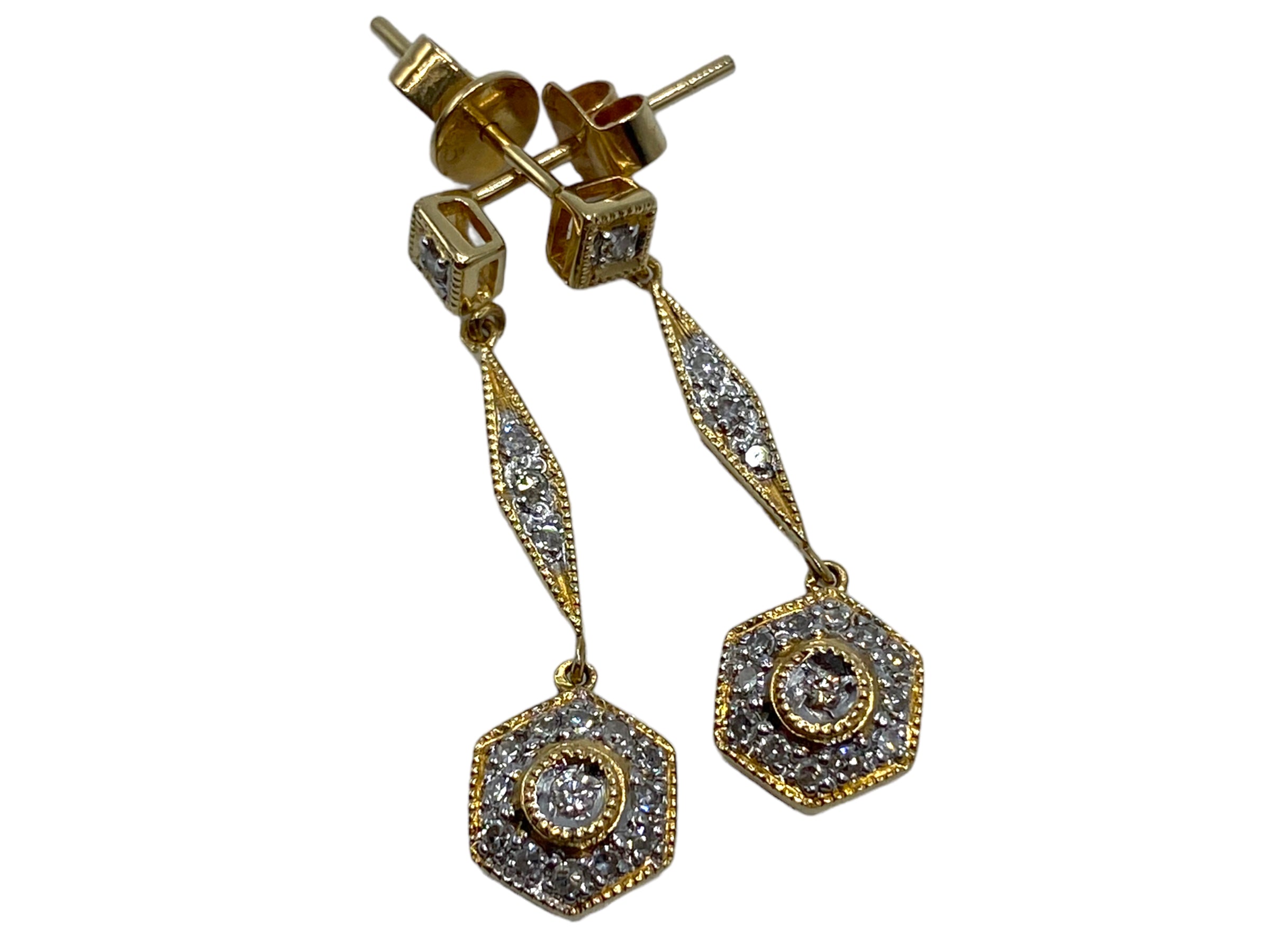 14k Diamond Drop Earrings