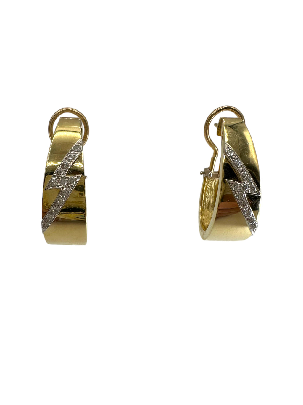 18k Diamond Lightning Bolt Hoop Earrings