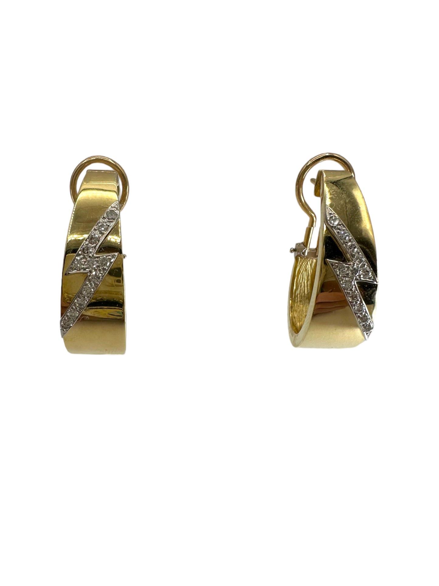18k Diamond Lightning Bolt Hoop Earrings
