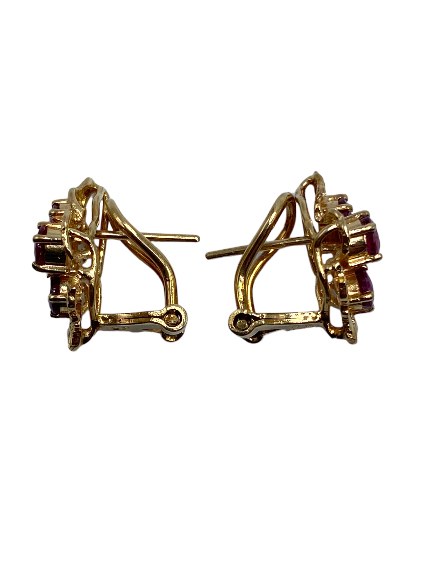 14k Ruby Diamond Earrings
