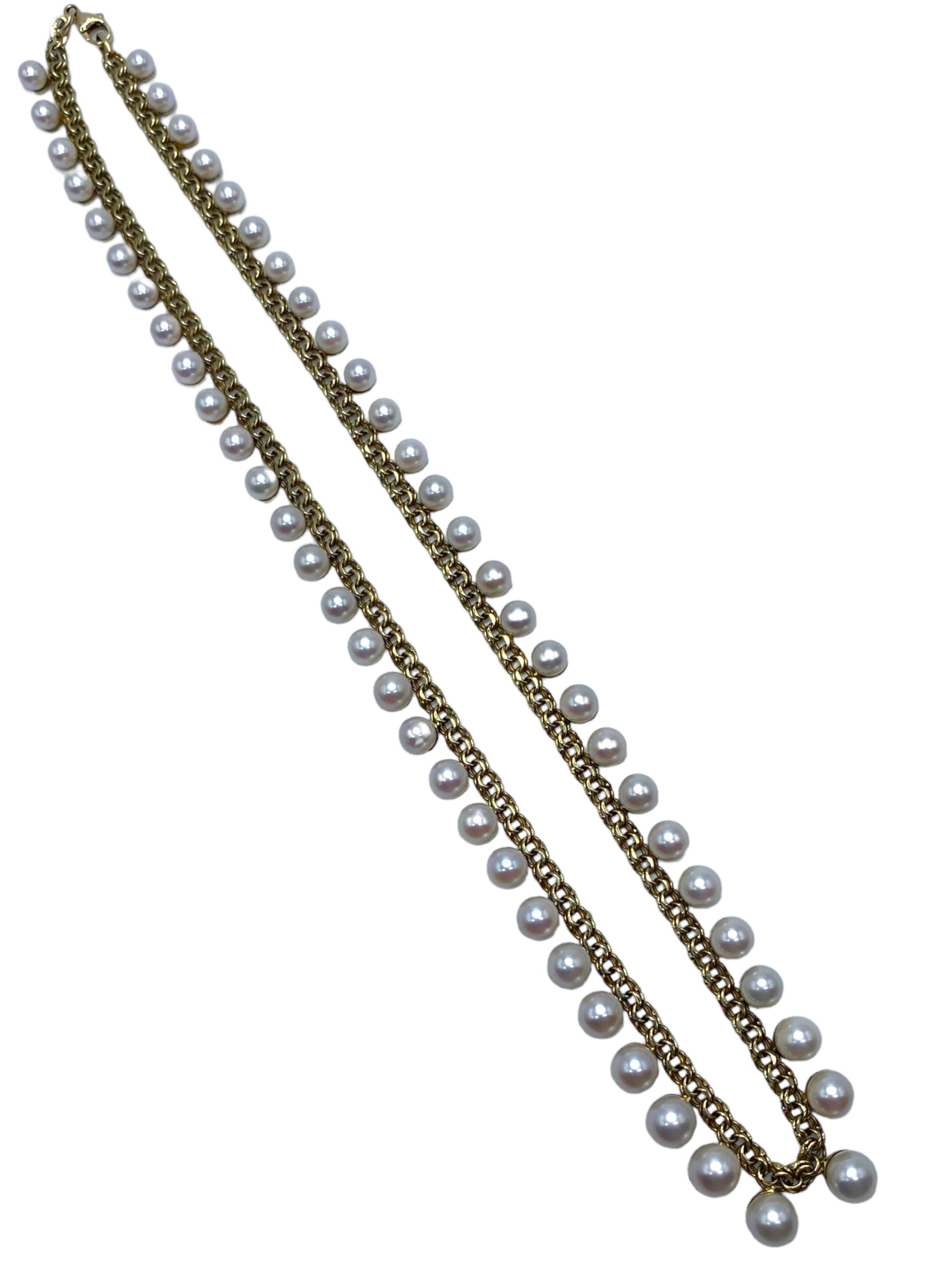 14k Green Gold Pearl Fringe Necklace