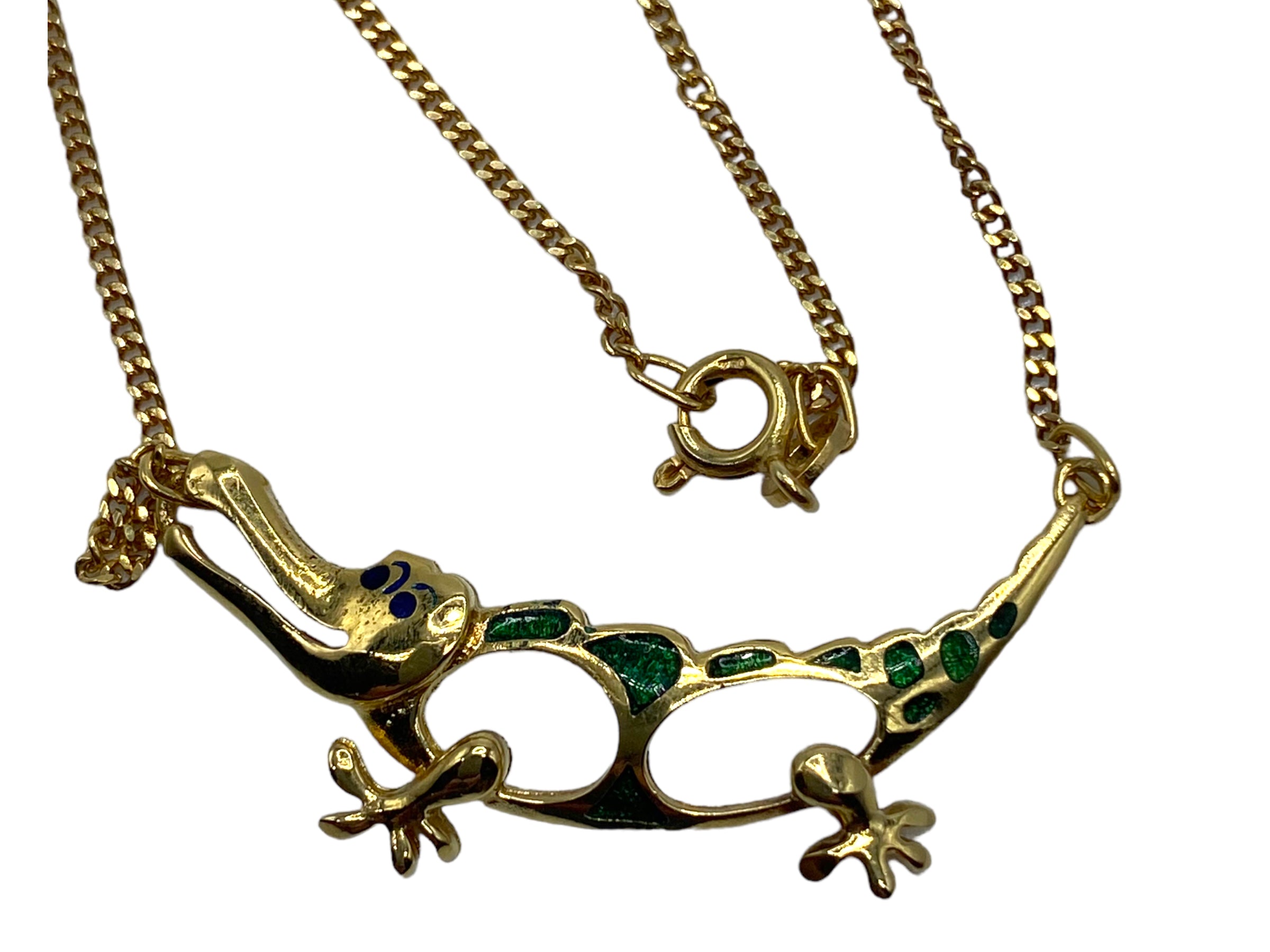 18k Enamel Alligator Necklace