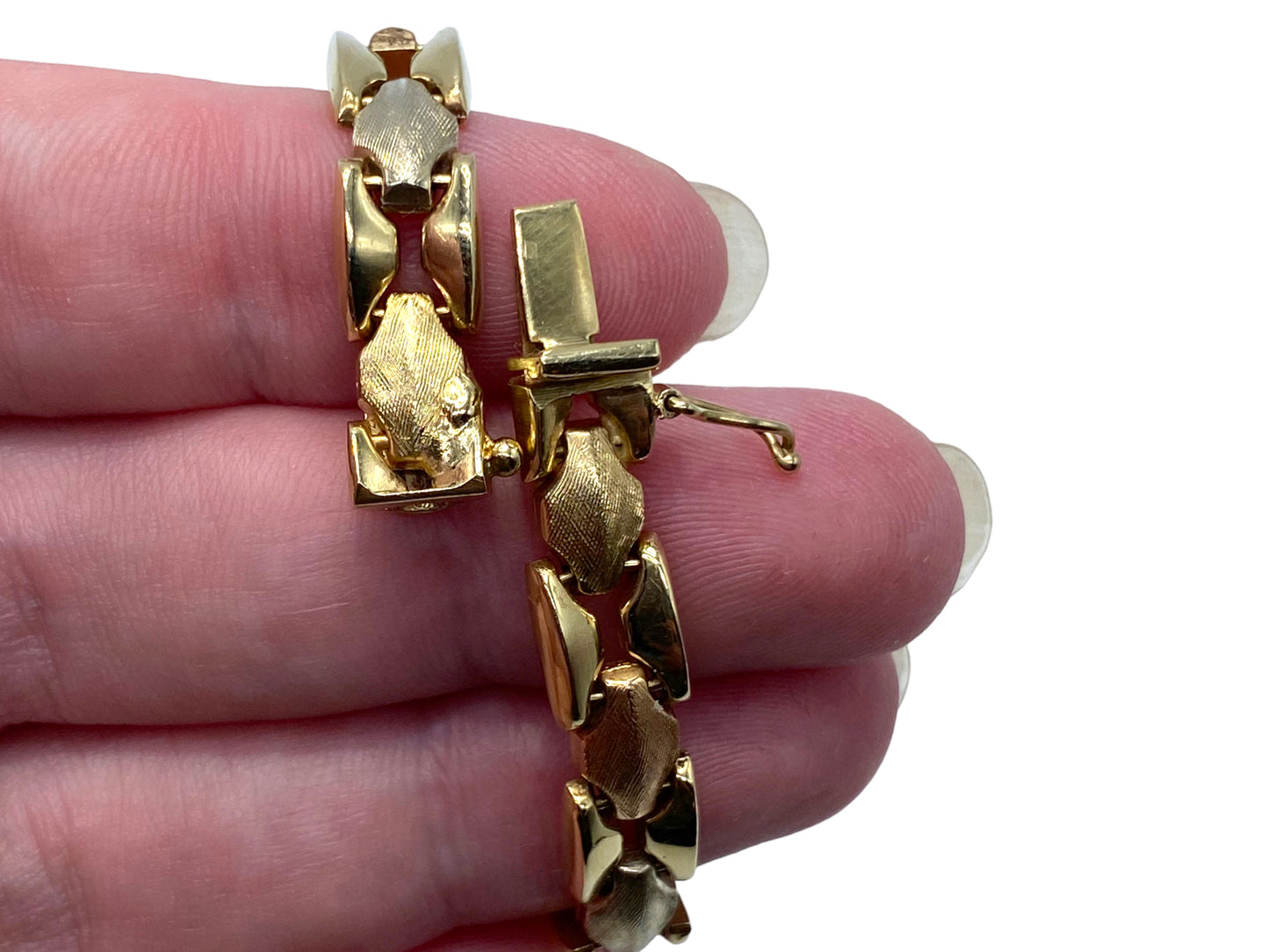 14k Tri-tone Chunky Link Bracelet
