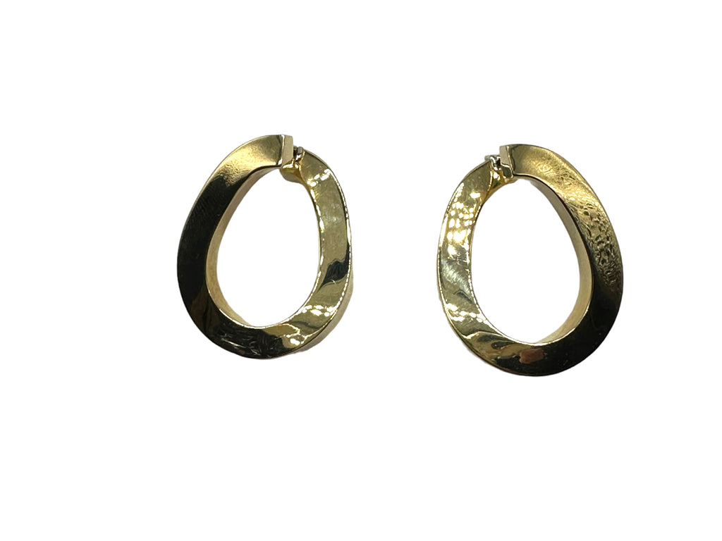 18k Large Chunky Offset Hoop Earrings