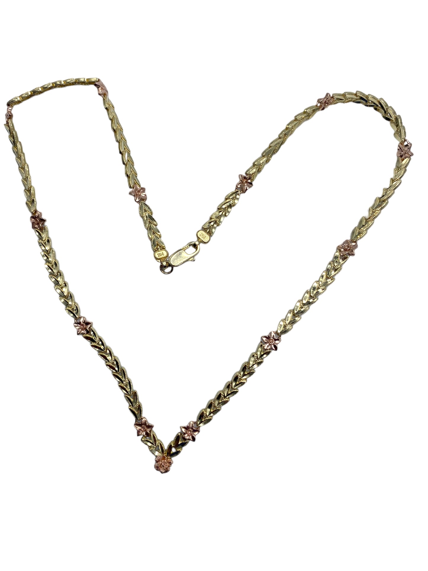 14k Two-Tone Flower Necklace