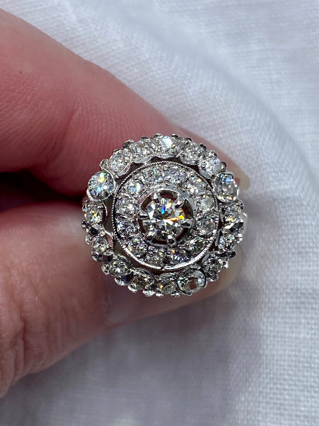 14k Diamond Bullseye Ring