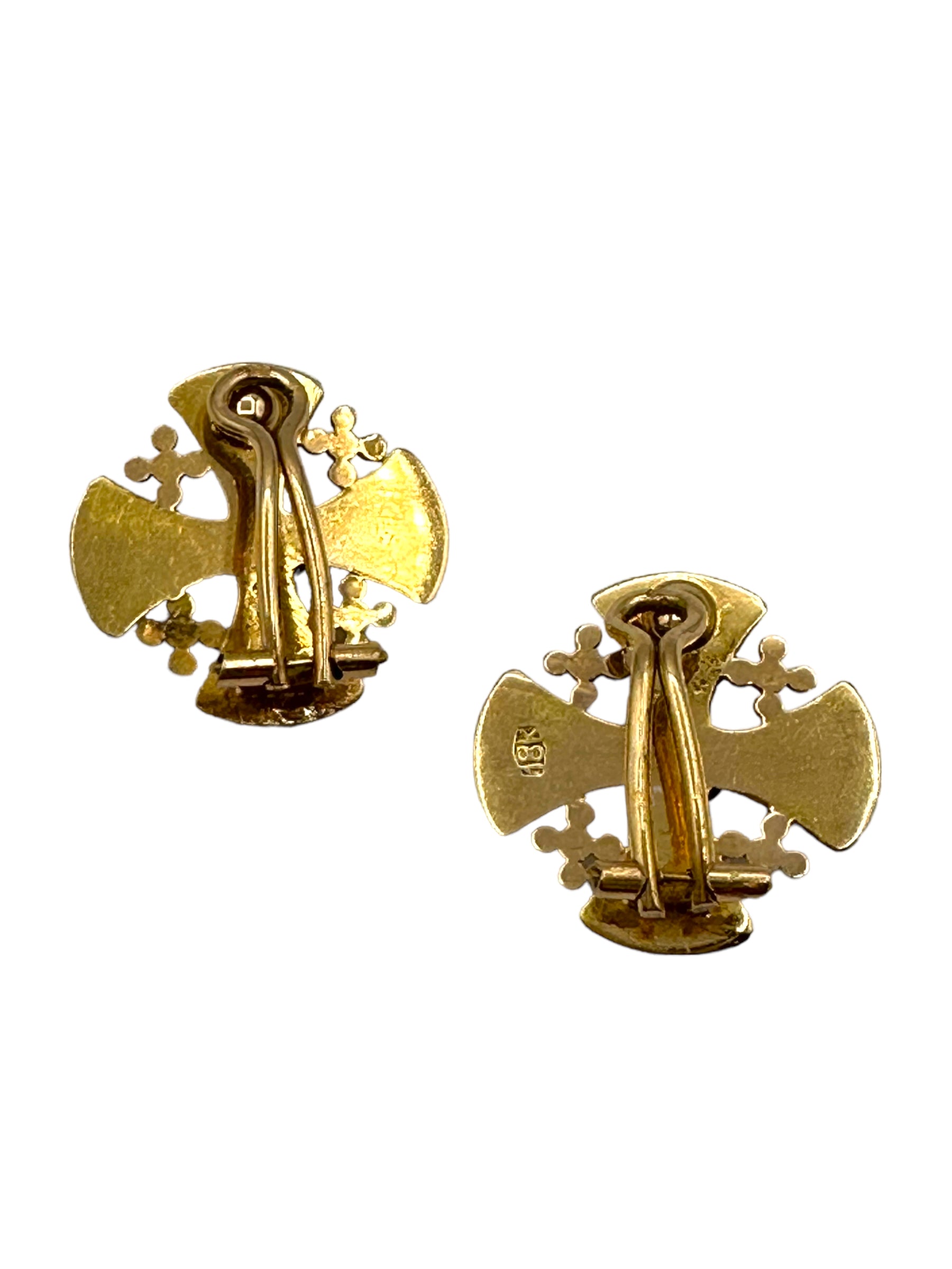 18k Clip-on Cross Earrings