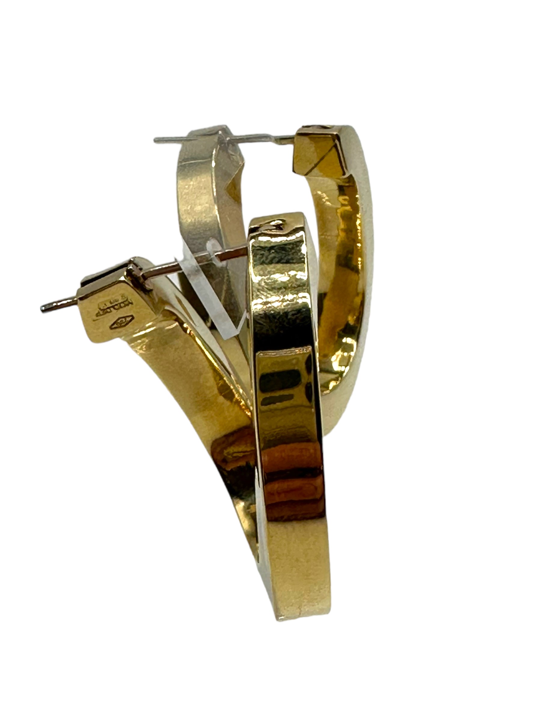 18k Large Chunky Offset Hoop Earrings