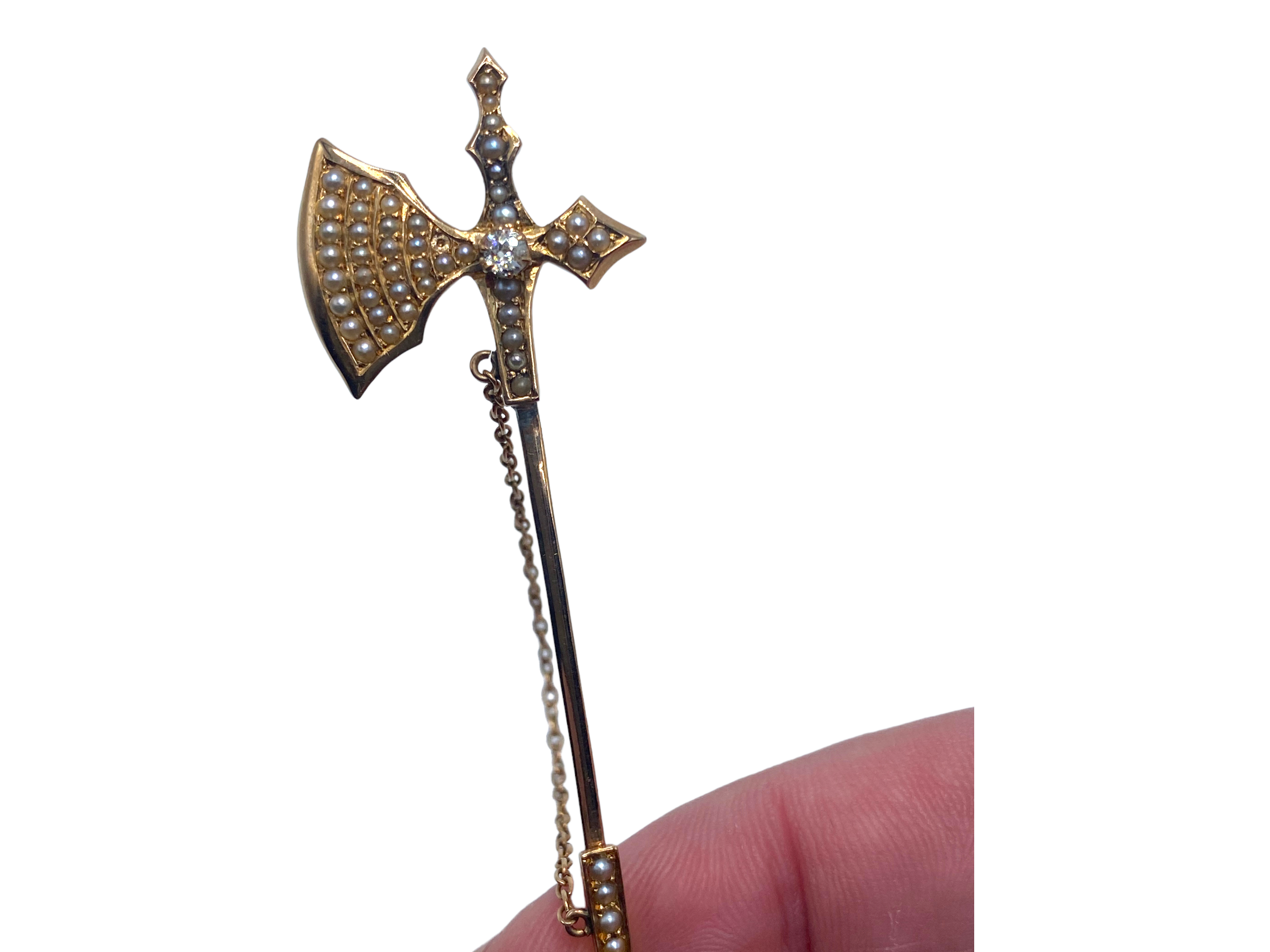 14k Late Victorian Broadaxe Jabot Pin