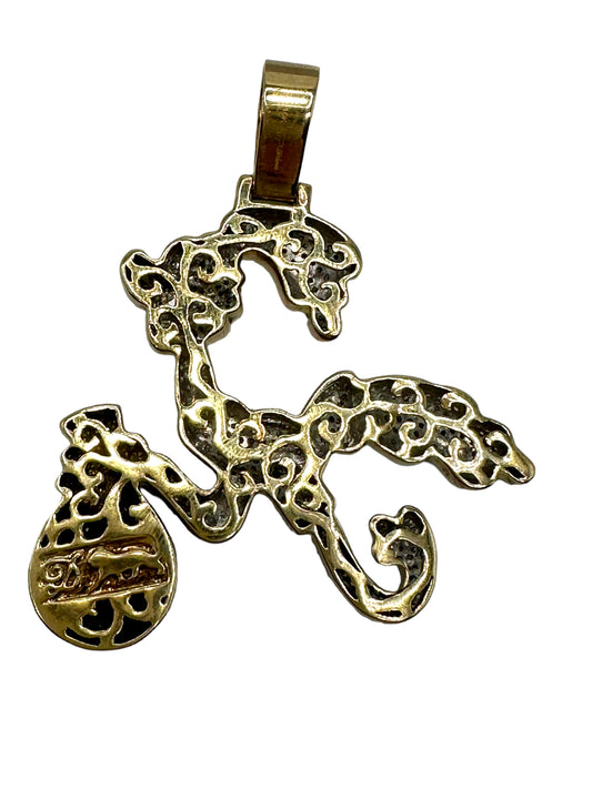 10k Diamond Enamel Roadrunner Pendant