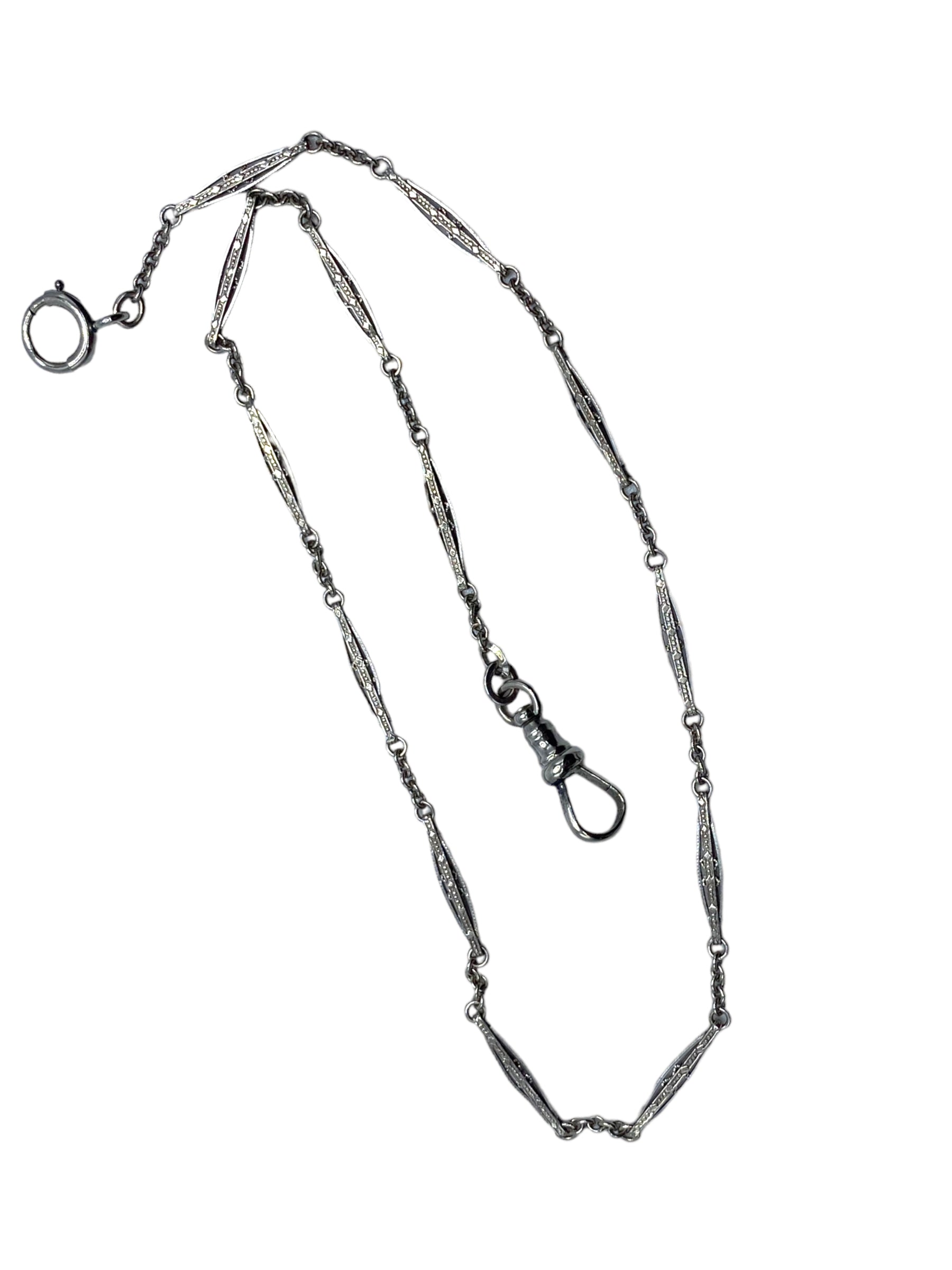 14k White Gold Watch Chain