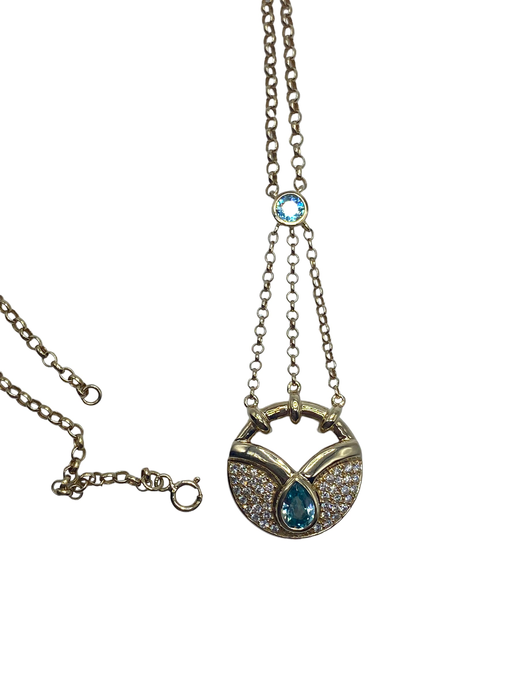 14k Zircon Diamond Lavalier Necklace
