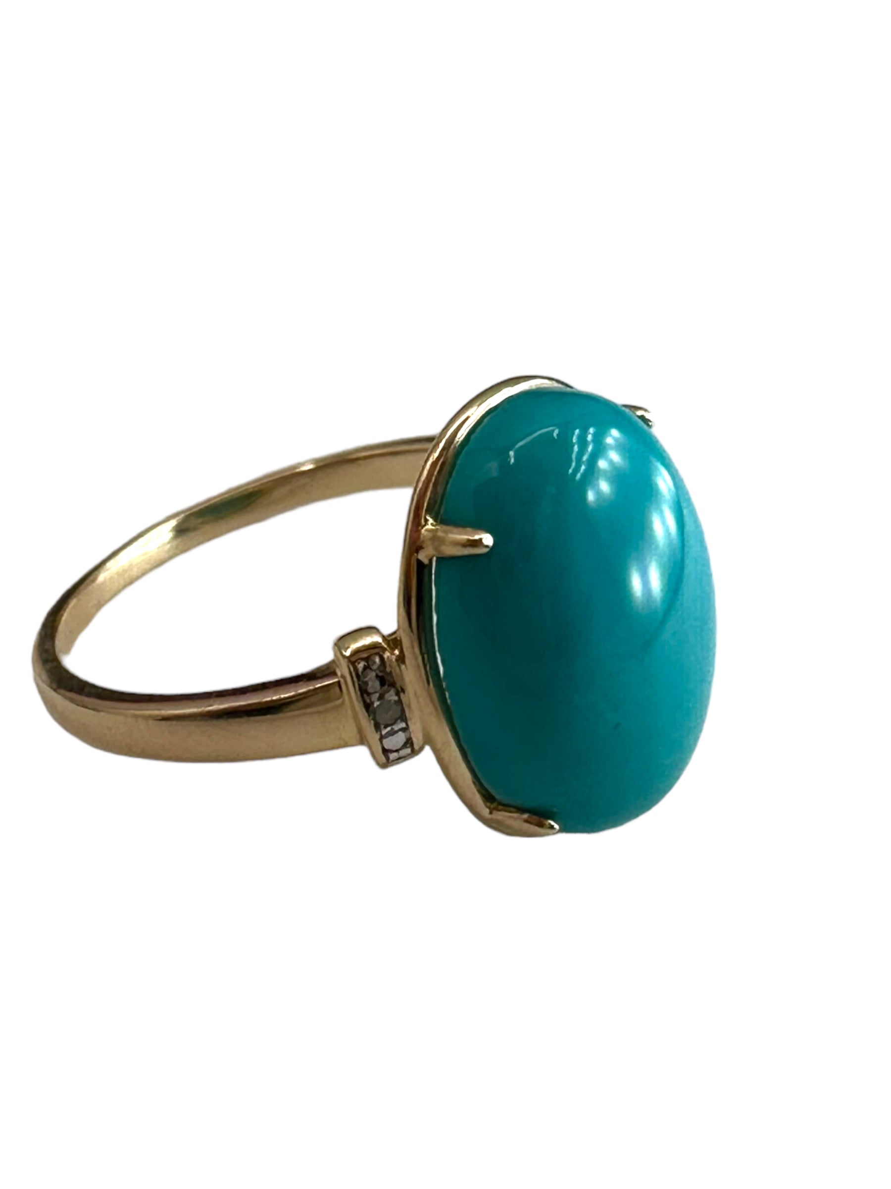 14k Turquoise Diamond Ring