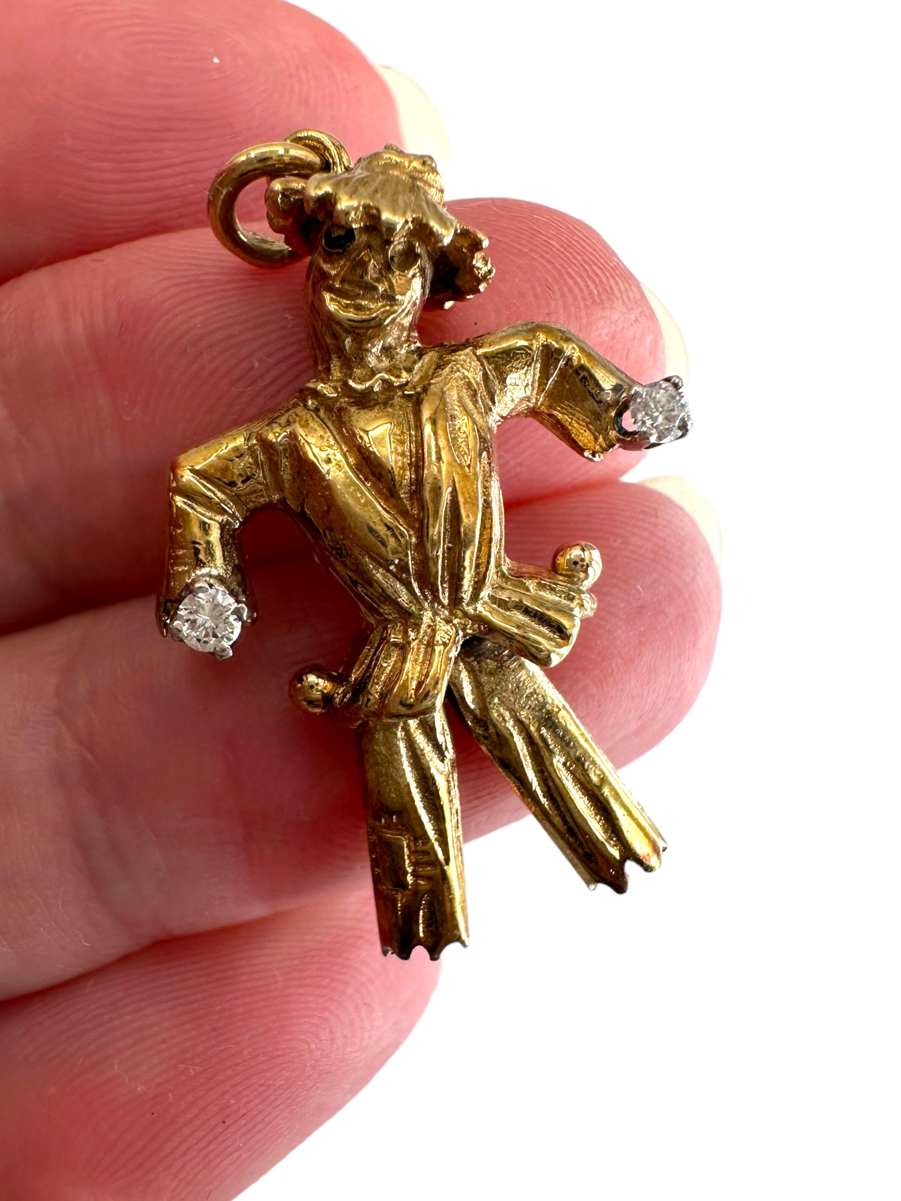 14k Diamond Scarecrow Pendant
