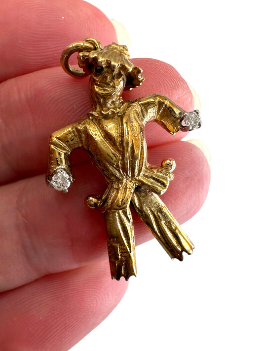 14k Diamond Scarecrow Pendant