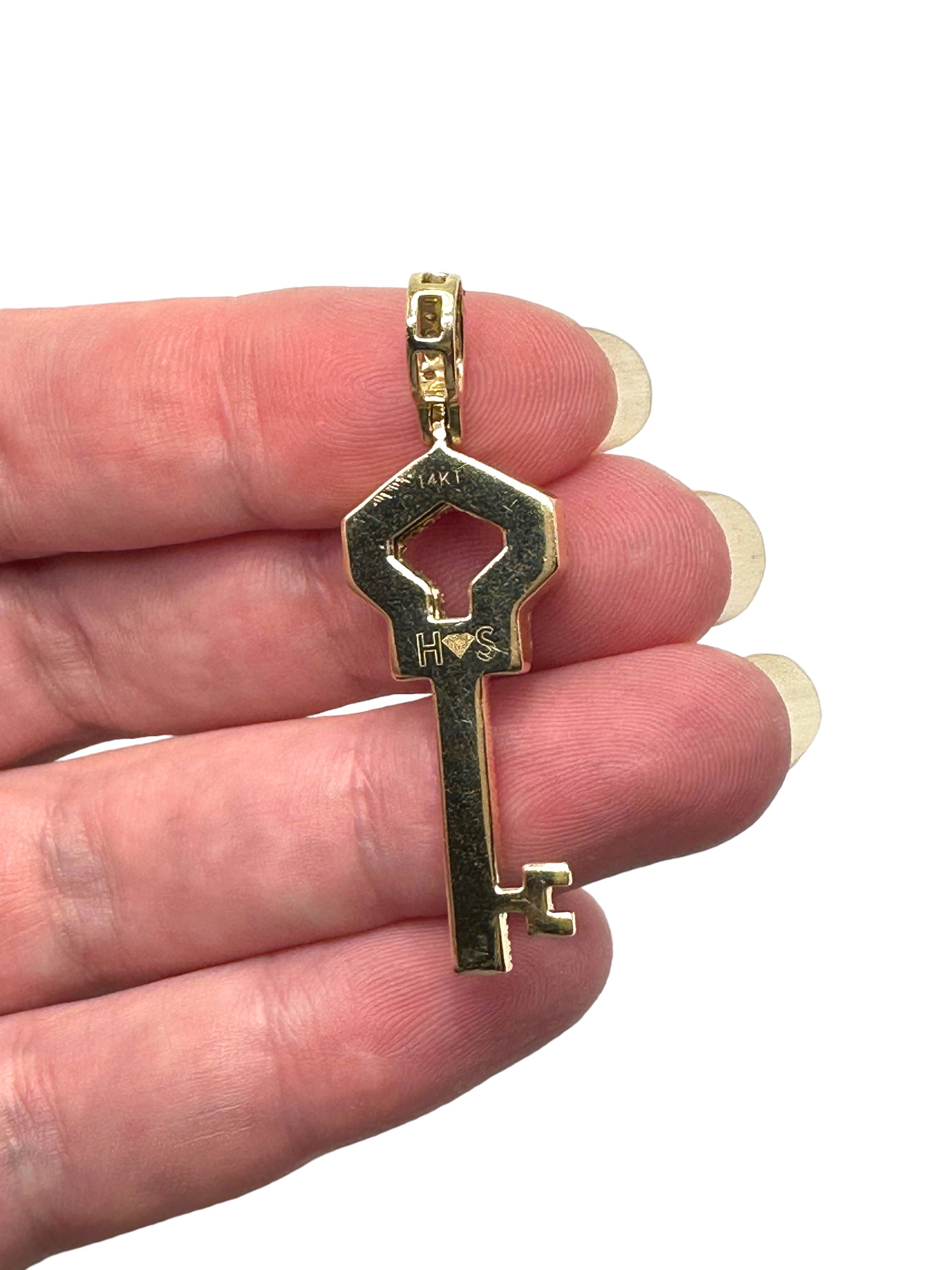 14k Diamond Key Pendant