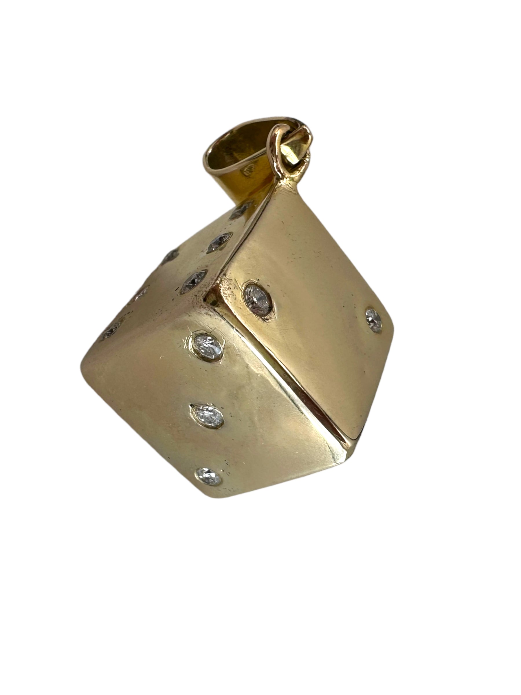 14k Diamond Die Pendant